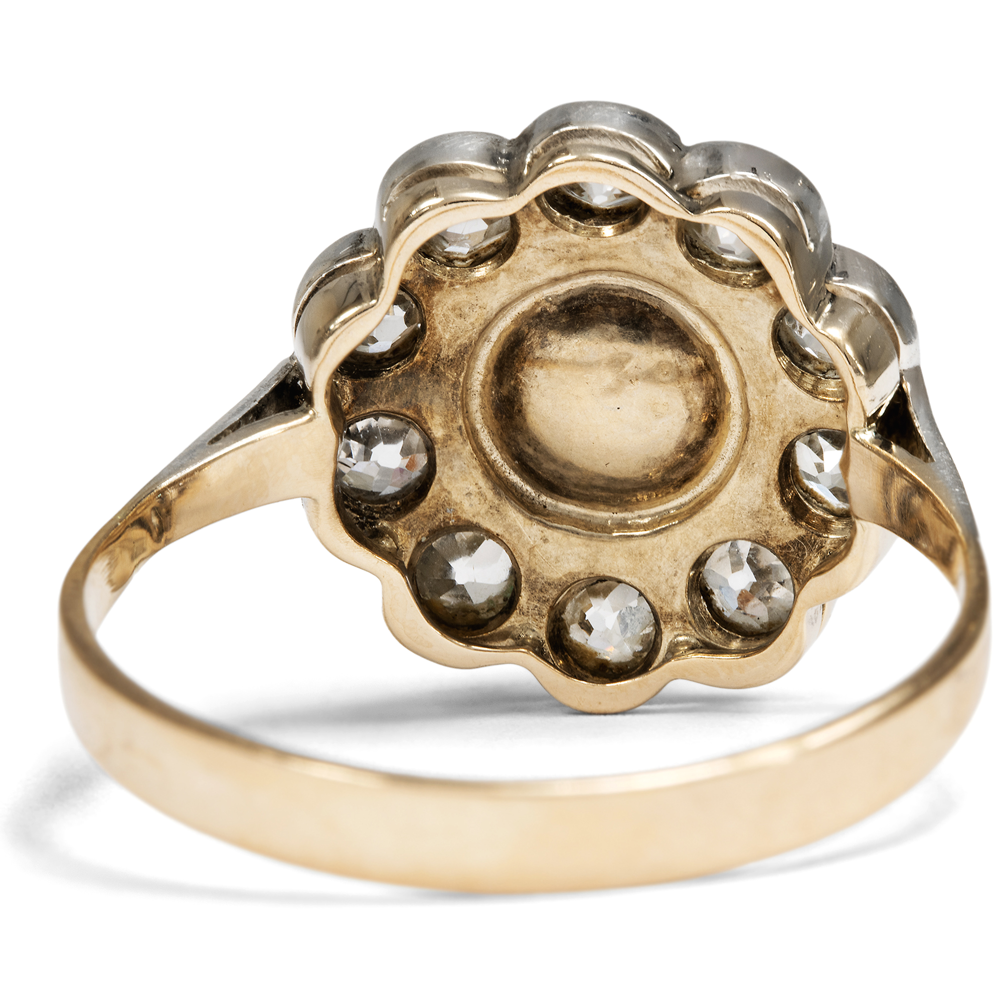 Antiker Ring mit Naturperle & Diamanten in Silber & Gold, um 1910 Antiker Ring mit Naturperle & Diamanten in Silber & Gold, um 1910