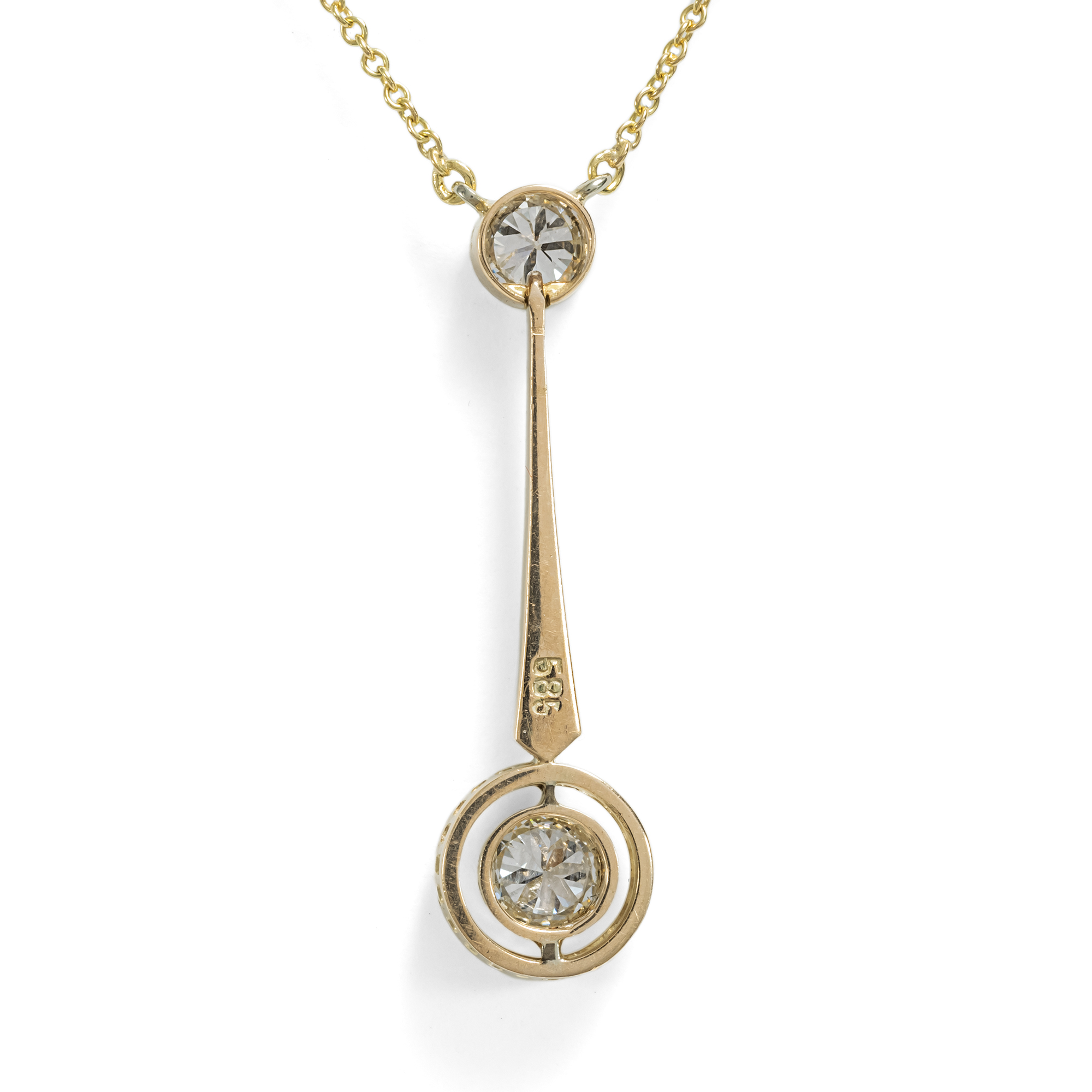 Feines Collier mit Diamanten in Gelb- & Weißgold, um 1925 Feines Collier mit Diamanten in Gelb- & Weißgold, um 1925