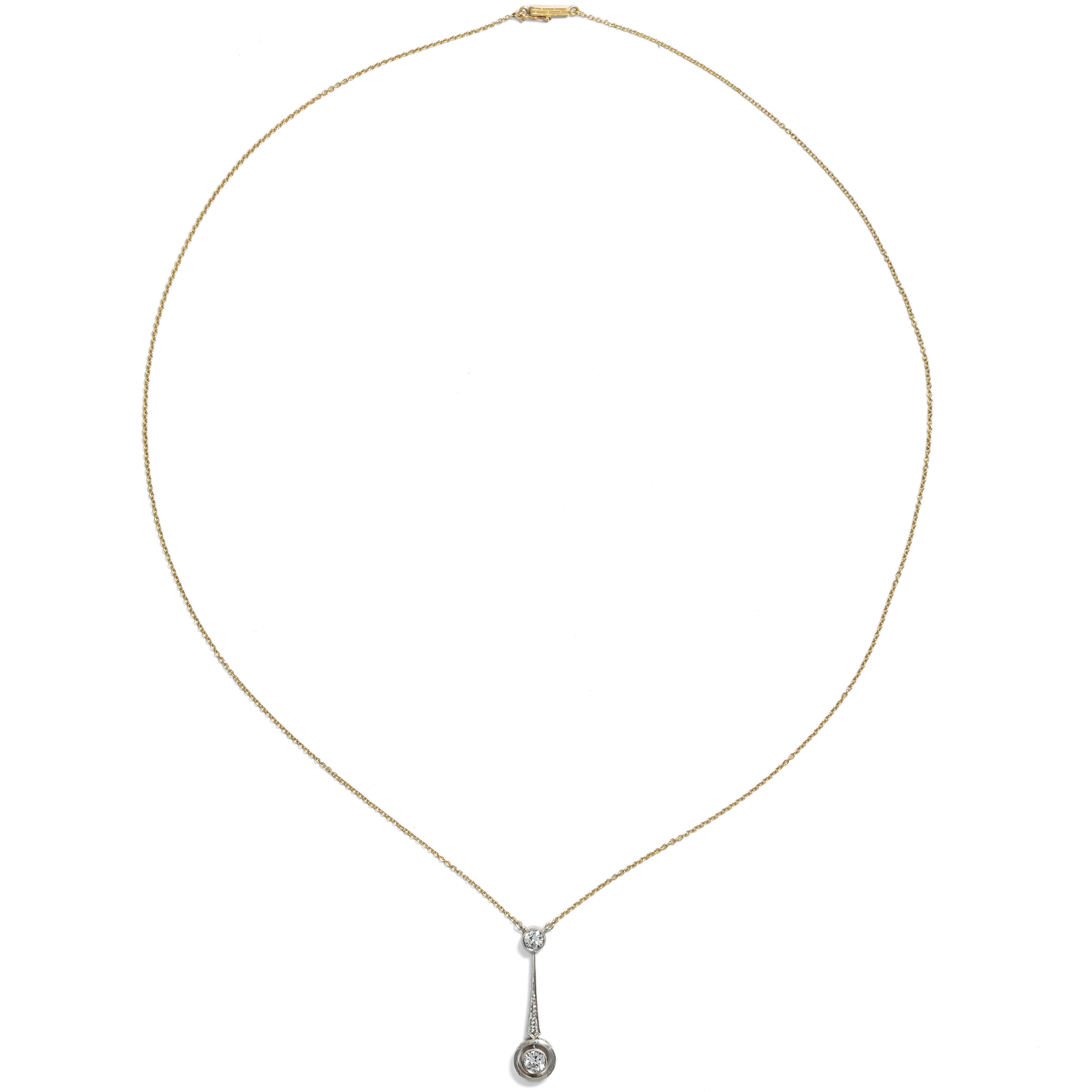 Feines Collier mit Diamanten in Gelb- & Weißgold, um 1925 Feines Collier mit Diamanten in Gelb- & Weißgold, um 1925