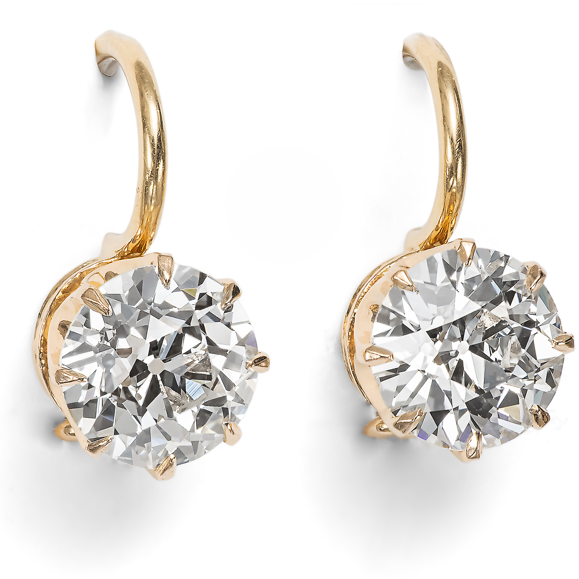 Delicate Rose Gold Earrings with 2.05 ct Old Cut Diamonds, c. 1890 Delicate Rose Gold Earrings with 2.05 ct Old Cut Diamonds, c. 1890