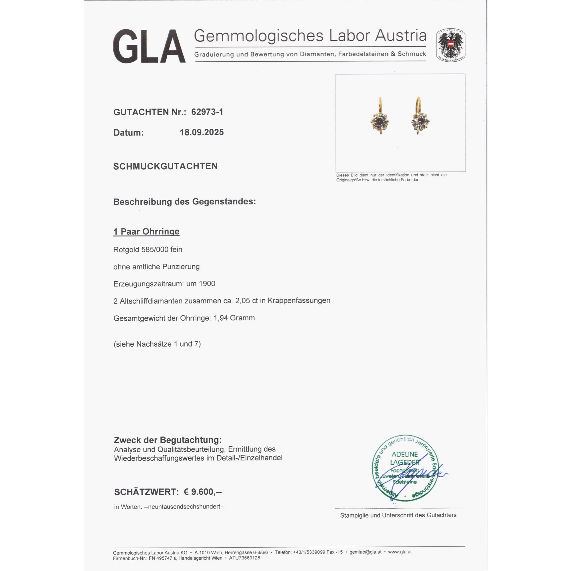 Delicate Rose Gold Earrings with 2.05 ct Old Cut Diamonds, c. 1890 Delicate Rose Gold Earrings with 2.05 ct Old Cut Diamonds, c. 1890