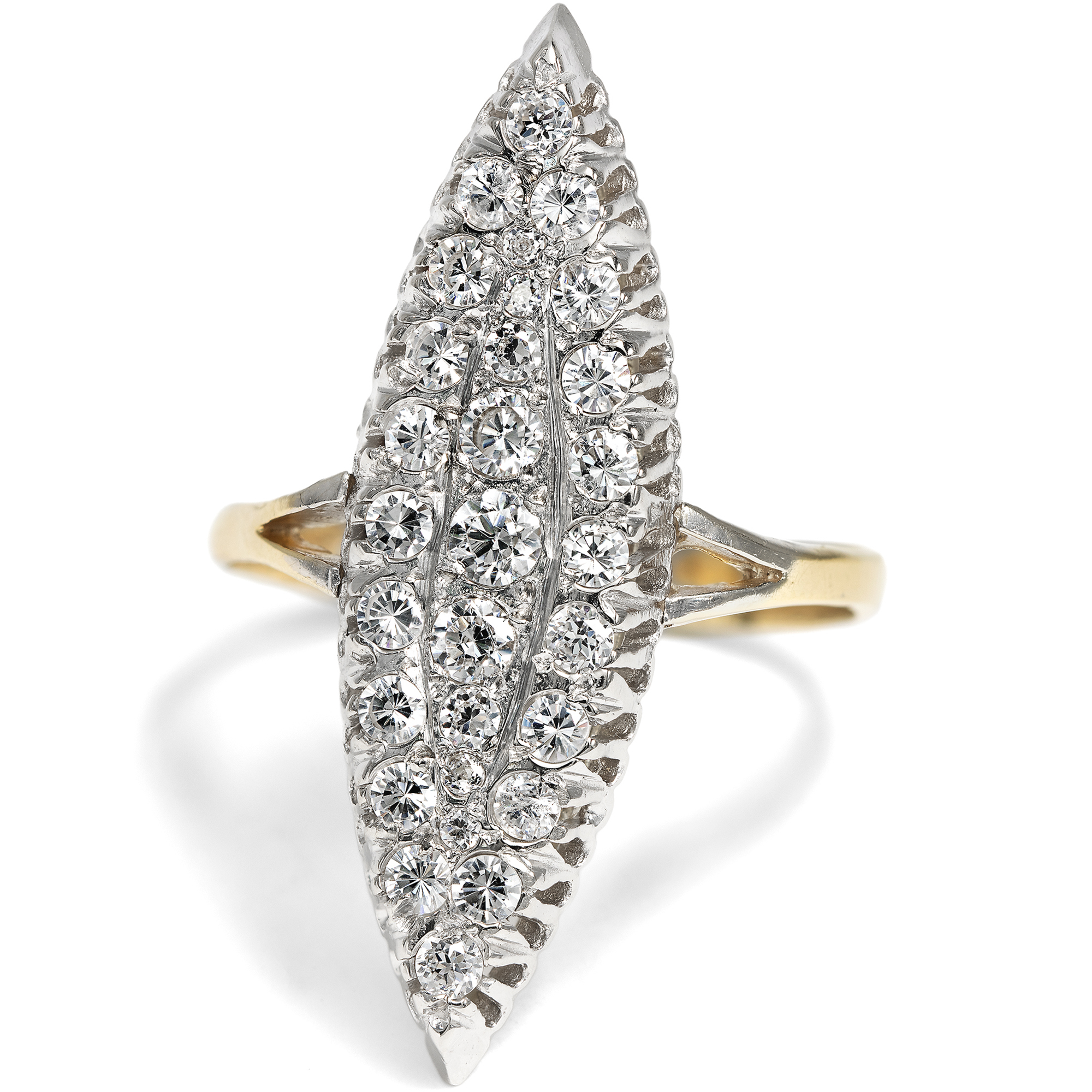 Eleganter vintage Ring mit Brillanten in Gold nach historischem Vorbild, um 1990 Eleganter vintage Ring mit Brillanten in Gold nach historischem Vorbild, um 1990