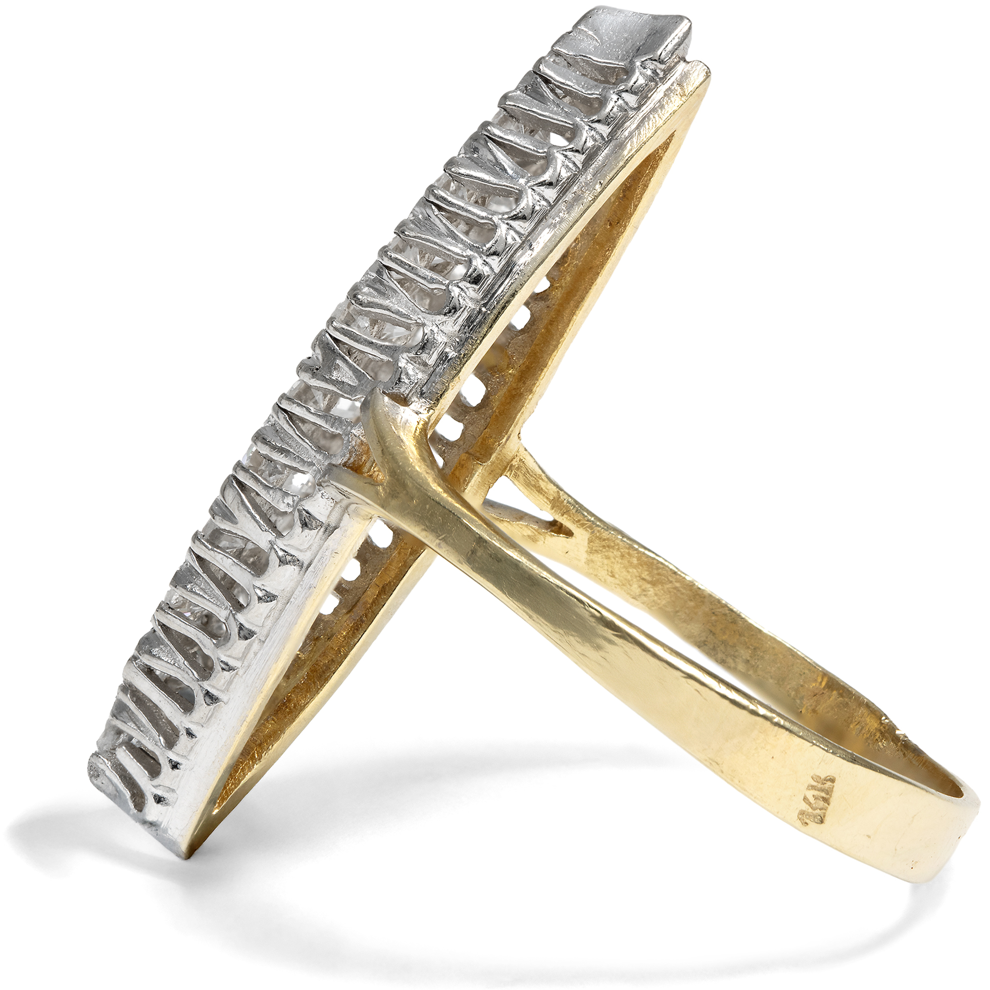 Eleganter vintage Ring mit Brillanten in Gold nach historischem Vorbild, um 1990 Eleganter vintage Ring mit Brillanten in Gold nach historischem Vorbild, um 1990