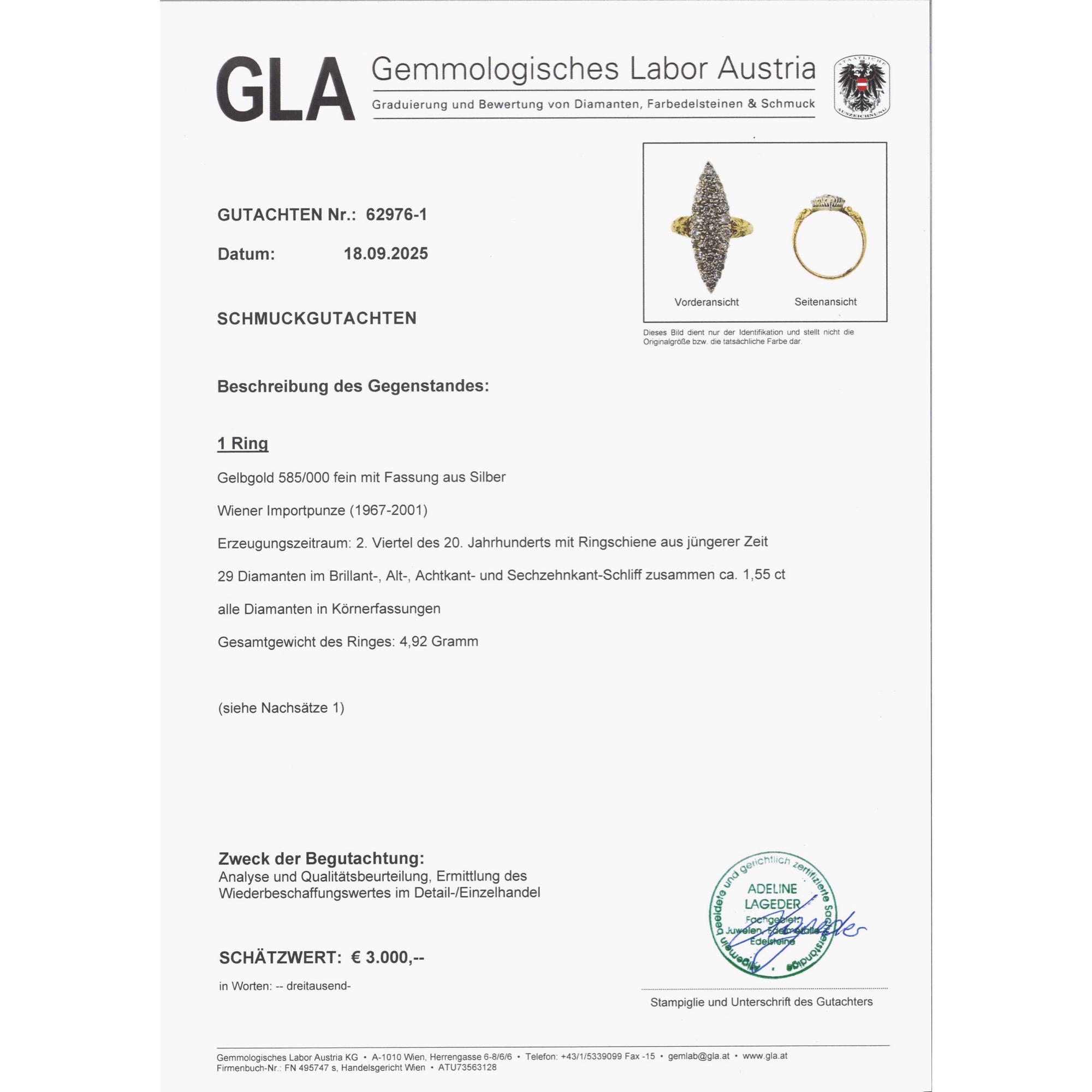 Antiker Schiffchenring mit Diamanten in unterschiedlichen Schliffen, um 1930 Antiker Schiffchenring mit Diamanten in unterschiedlichen Schliffen, um 1930