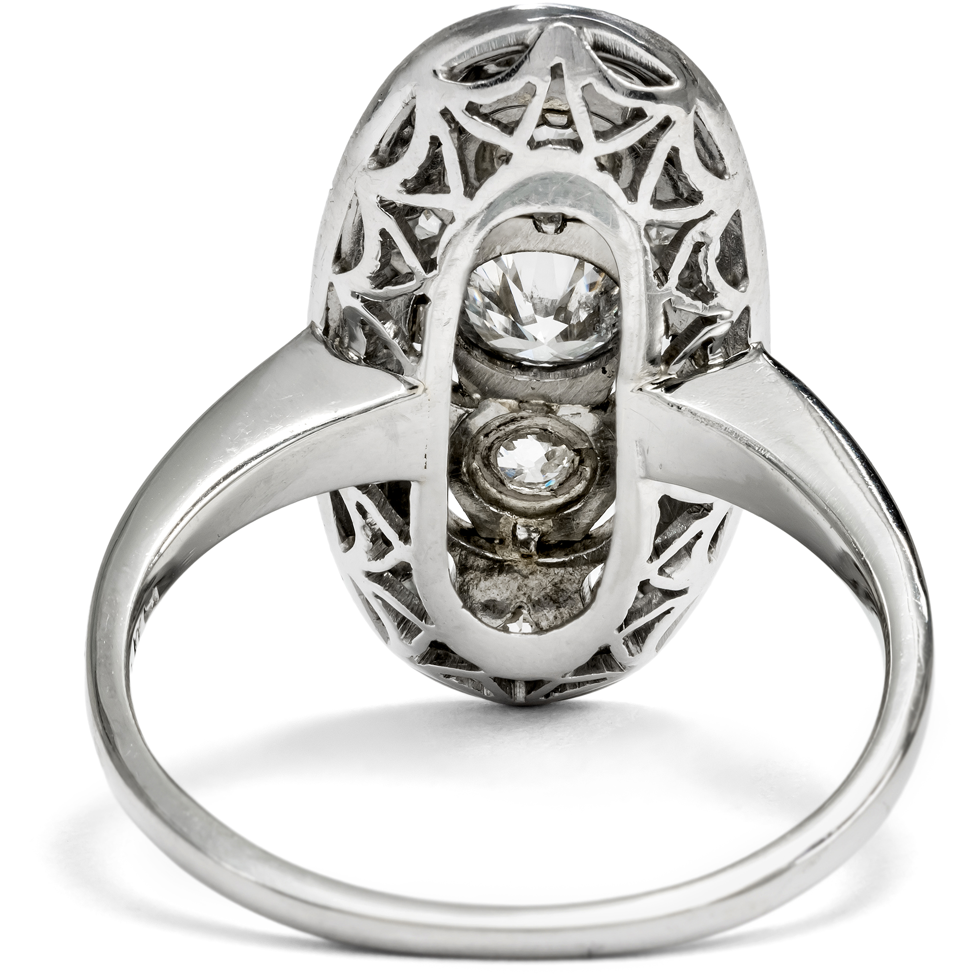 Prachtvoller Art Déco Ring mit Diamanten in Weißgold & Platin, um 1930 Prachtvoller Art Déco Ring mit Diamanten in Weißgold & Platin, um 1930