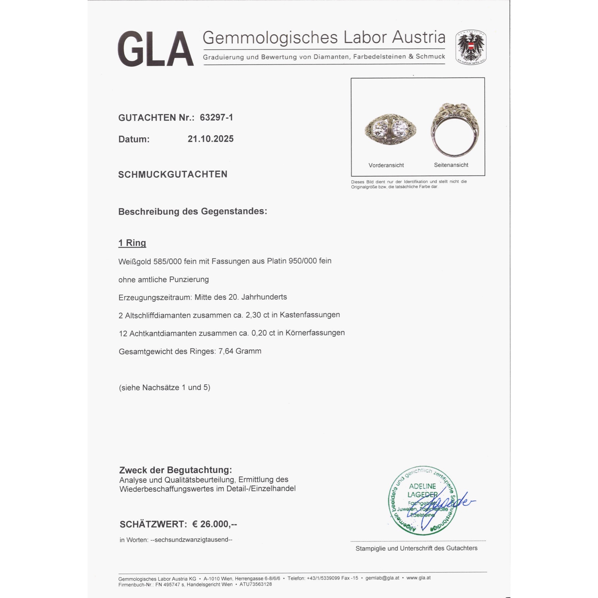 Expressive "Toi & Moi" Ring with 2.40 ct Diamonds in White Gold & Platinum, Circa 1925 Expressive "Toi & Moi" Ring with 2.40 ct Diamonds in White Gold & Platinum, Circa 1925