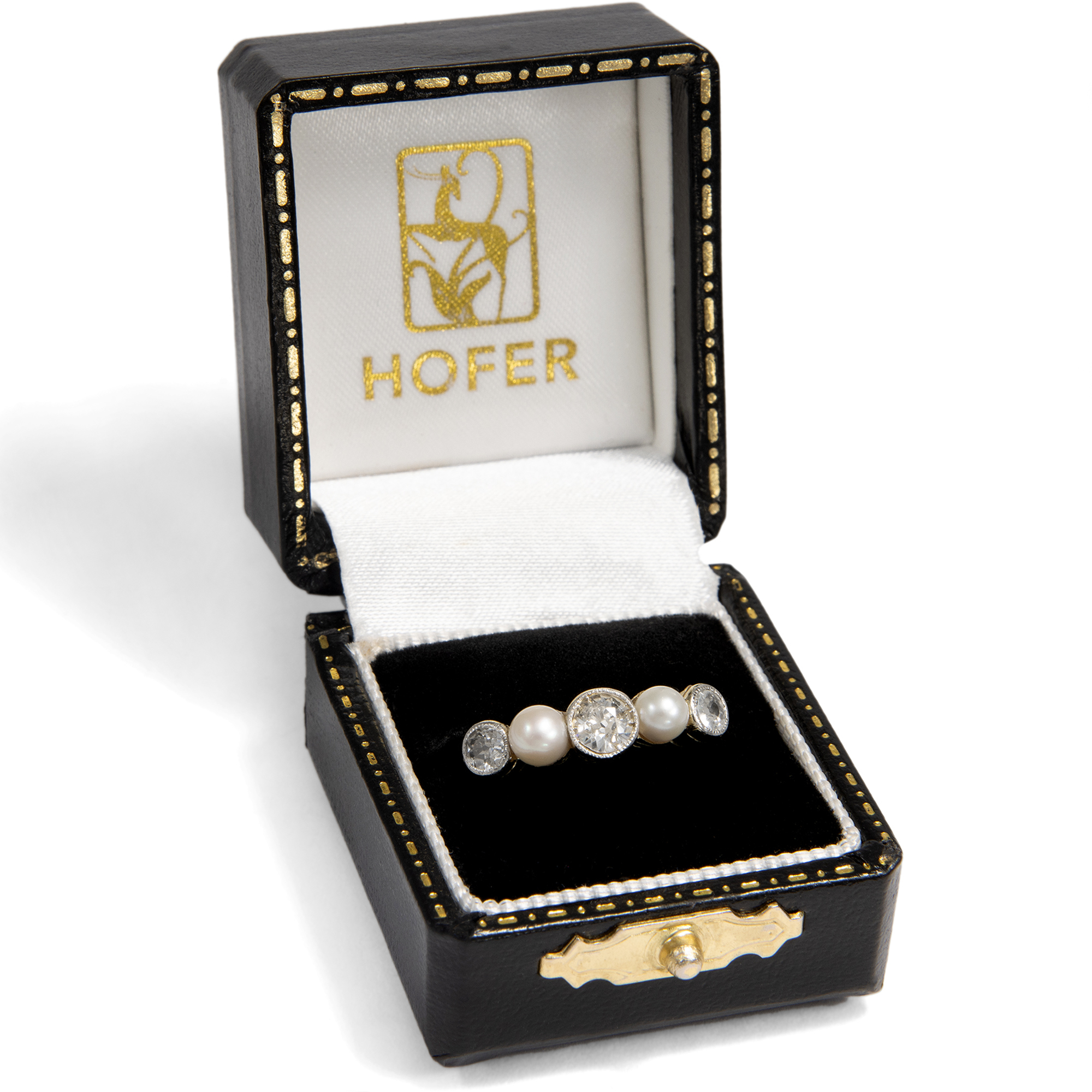 Antiker Ring mit Perlen und Diamanten in Platin auf Gold, um 1900 Antiker Ring mit Perlen und Diamanten in Platin auf Gold, um 1900