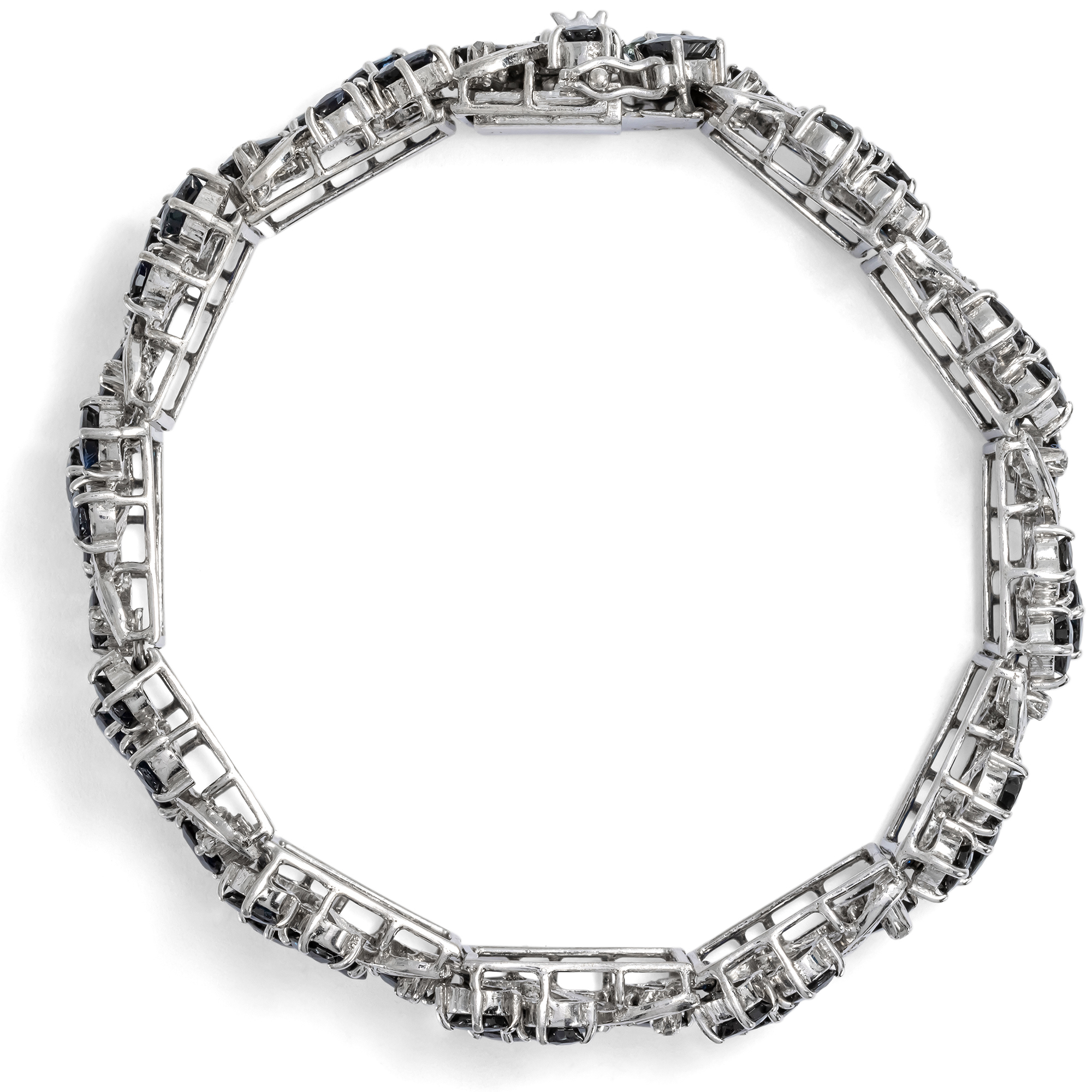 Prachtvolles vintage Armband mit Saphiren & Diamanten in Silber, um 1970 Prachtvolles vintage Armband mit Saphiren & Diamanten in Silber, um 1970