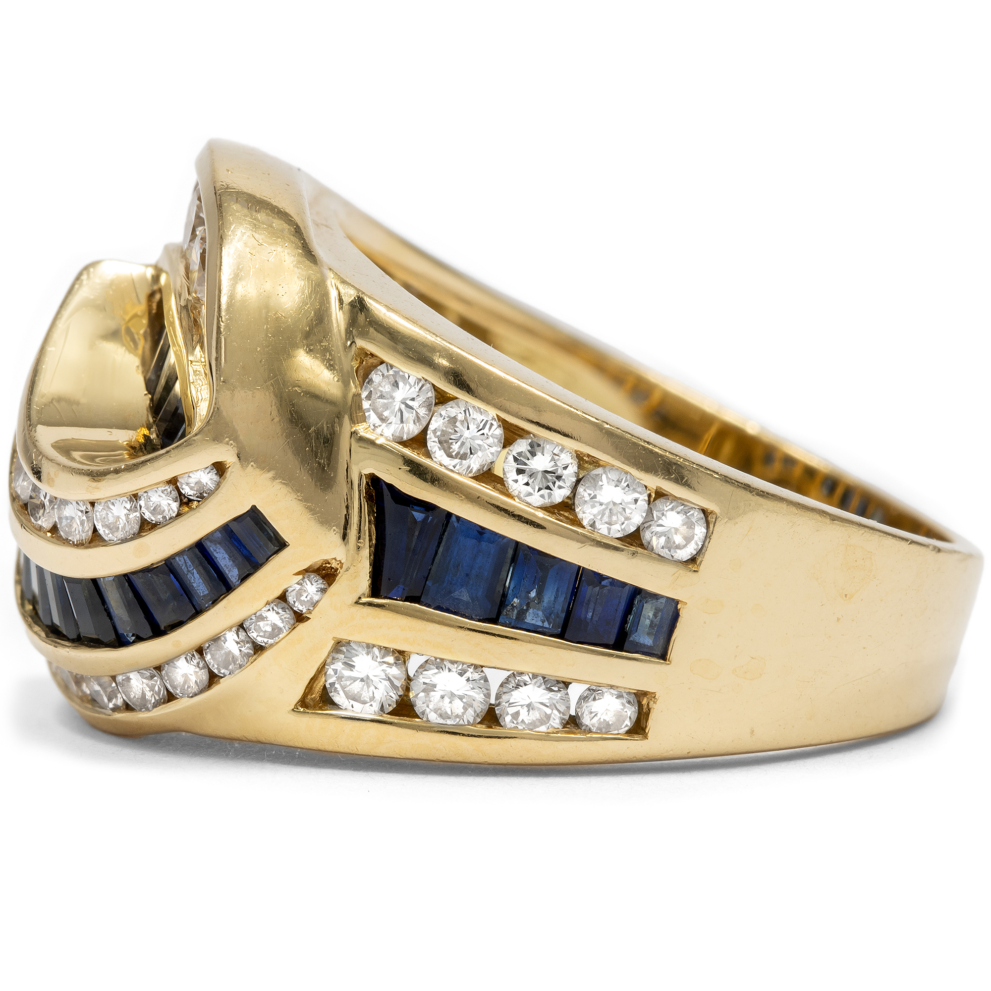 Aufsehenerregender Goldring mit Saphiren und Brillanten, Charles Krypell, New York, 1980er Jahre Aufsehenerregender Goldring mit Saphiren und Brillanten, Charles Krypell, New York, 1980er Jahre