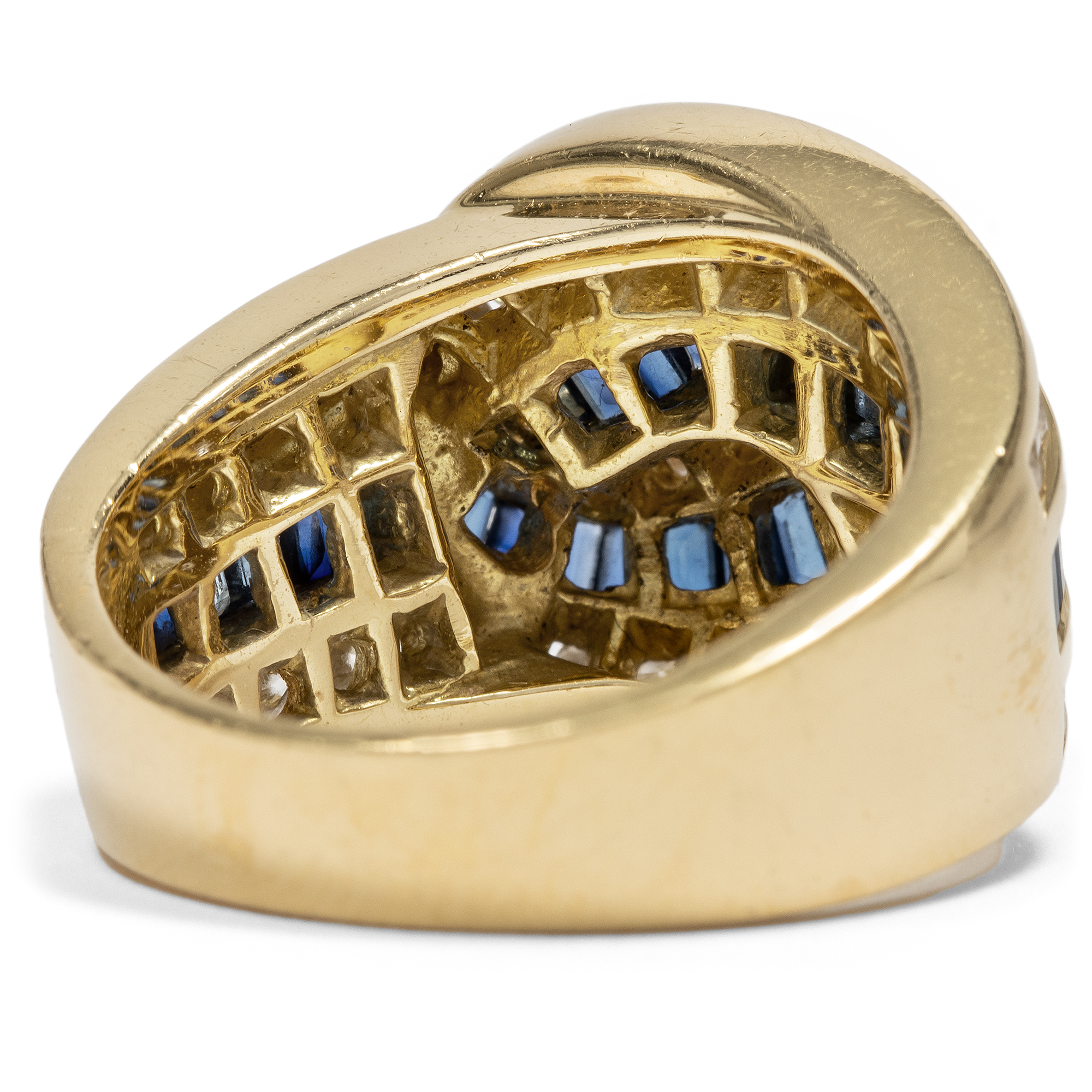 Aufsehenerregender Goldring mit Saphiren und Brillanten, Charles Krypell, New York, 1980er Jahre Aufsehenerregender Goldring mit Saphiren und Brillanten, Charles Krypell, New York, 1980er Jahre