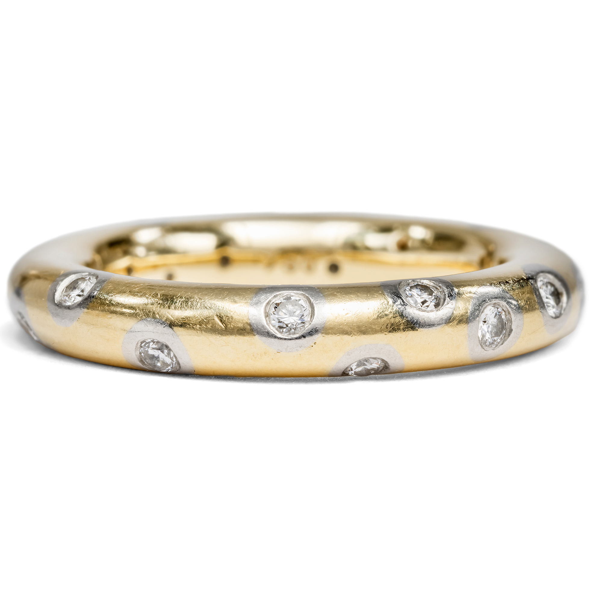 Massiver Ring aus zweifarbigem Gold mit Brillanten, Deutschland um 2000 Massiver Ring aus zweifarbigem Gold mit Brillanten, Deutschland um 2000