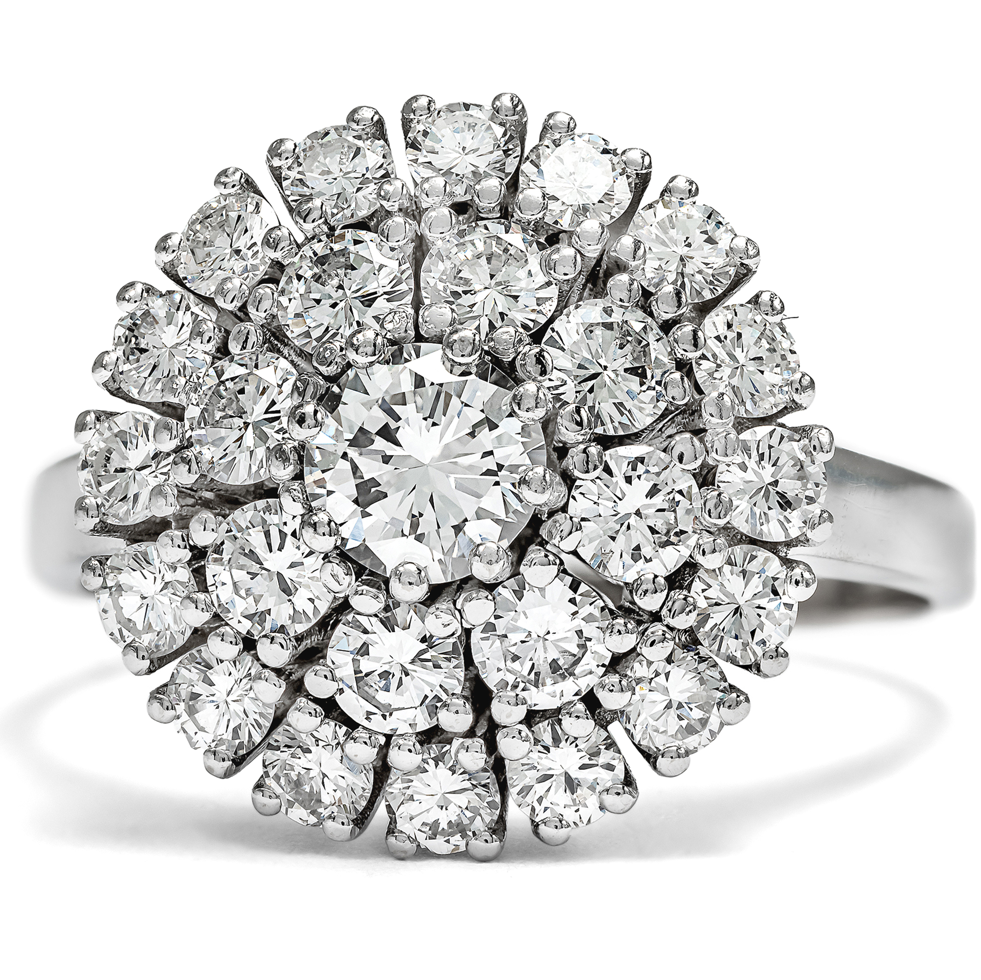 Luxuriöser vintage Ring mit 1,72 ct Diamanten in Weißgold, um 1970 Luxuriöser vintage Ring mit 1,72 ct Diamanten in Weißgold, um 1970