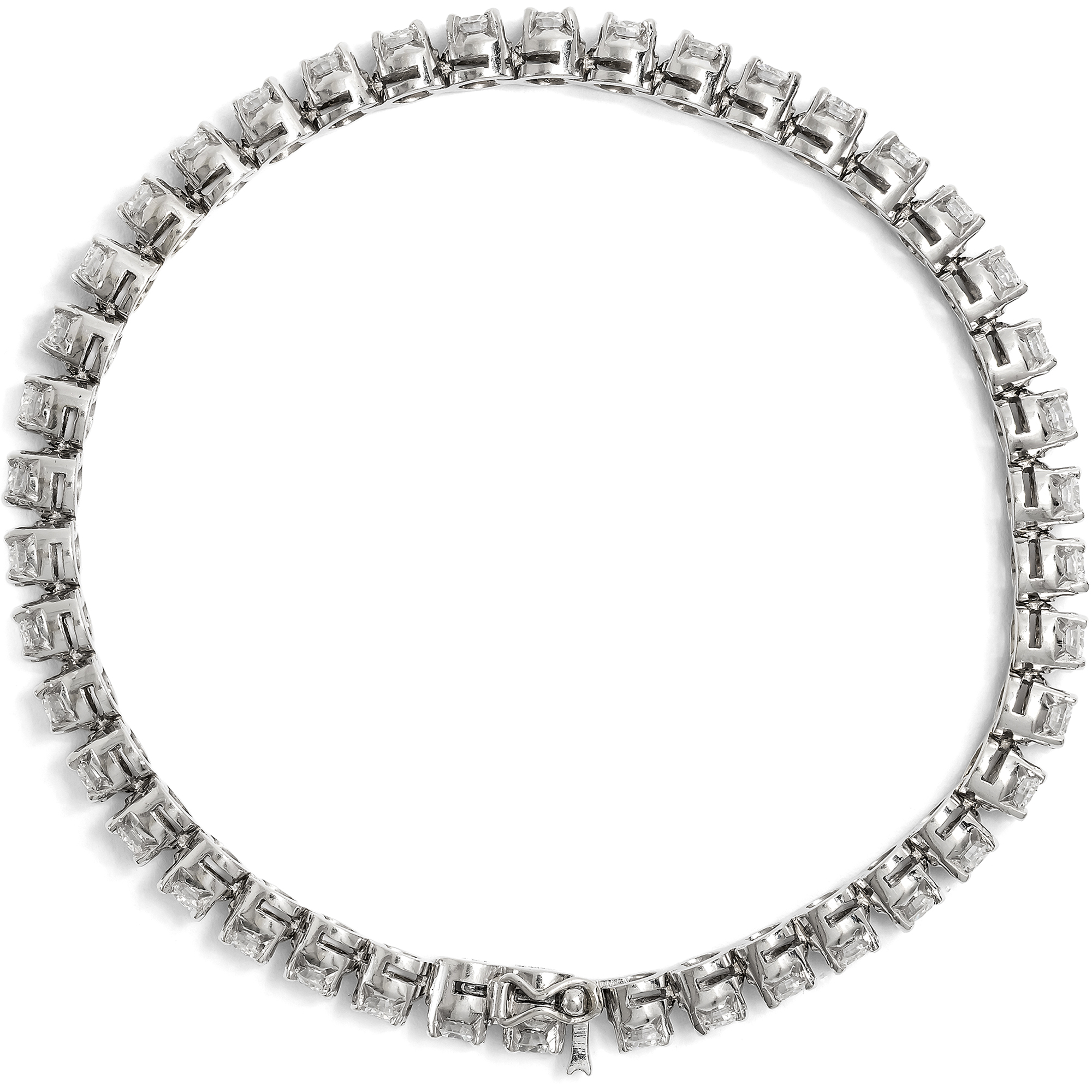 Vintage Tennisarmband mit 5,45 ct Diamanten in Weißgold, Pforzheim um 1985 Vintage Tennisarmband mit 5,45 ct Diamanten in Weißgold, Pforzheim um 1985