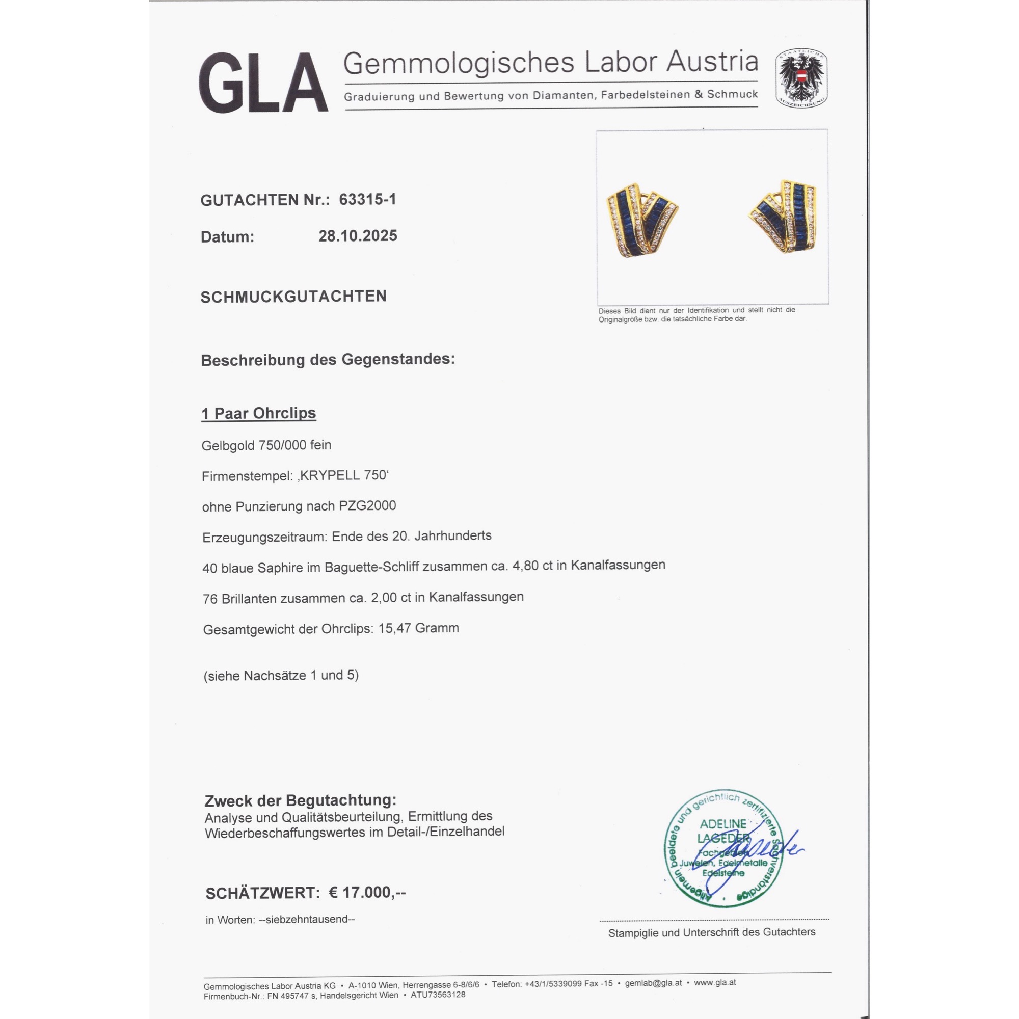 Kostbare Ohrringe mit Saphiren & Brillanten von Charles Krypell, New York um 1985 Kostbare Ohrringe mit Saphiren & Brillanten von Charles Krypell, New York um 1985