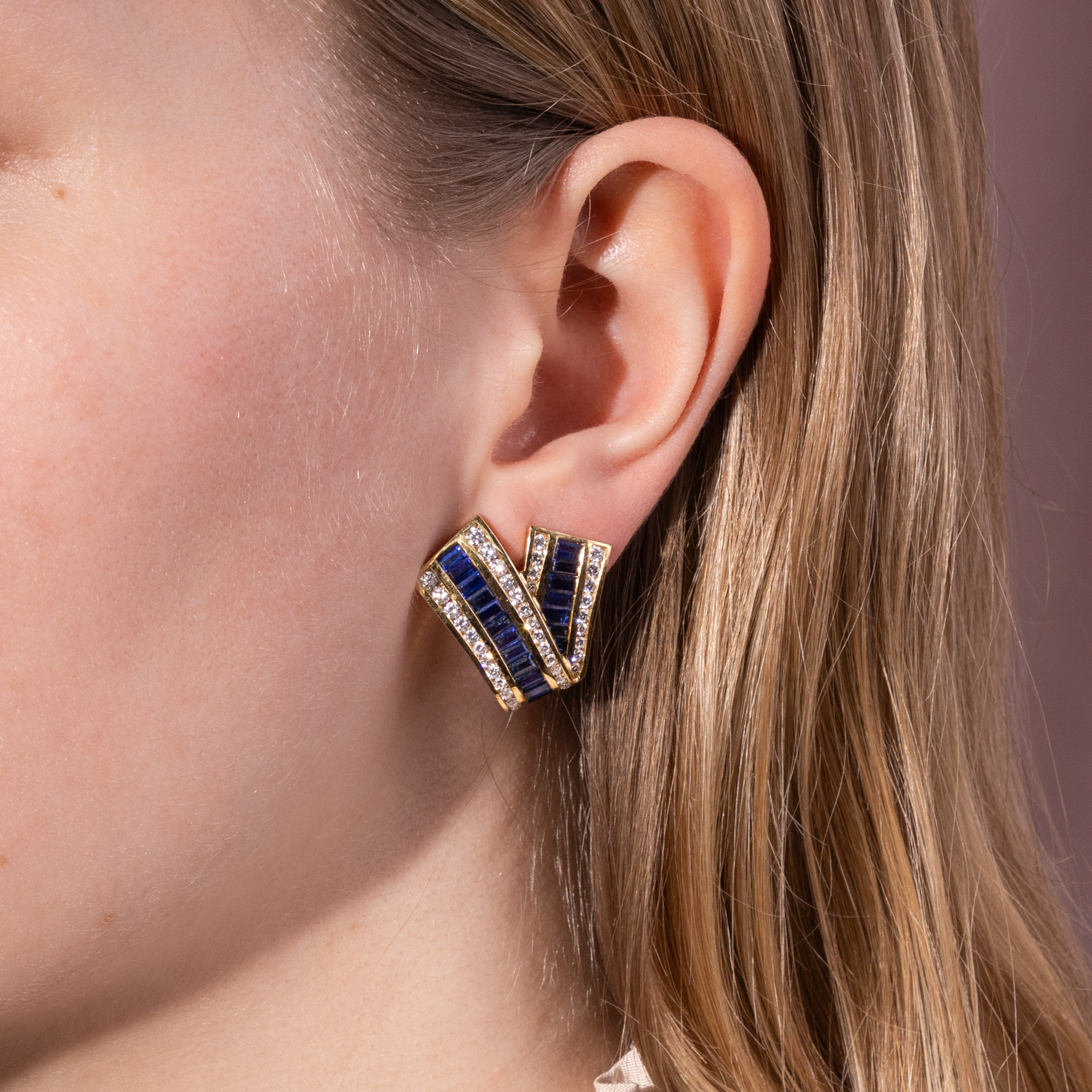 Kostbare Ohrringe mit Saphiren & Brillanten von Charles Krypell, New York um 1985 Kostbare Ohrringe mit Saphiren & Brillanten von Charles Krypell, New York um 1985