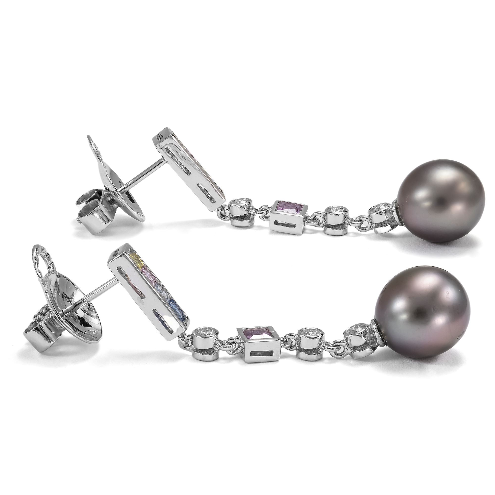 Exquisite Ohrhänger mit Saphiren, Brillanten & Tahitiperlen von Schoeffel, Stuttgart um 2000 Exquisite Ohrhänger mit Saphiren, Brillanten & Tahitiperlen von Schoeffel, Stuttgart um 2000