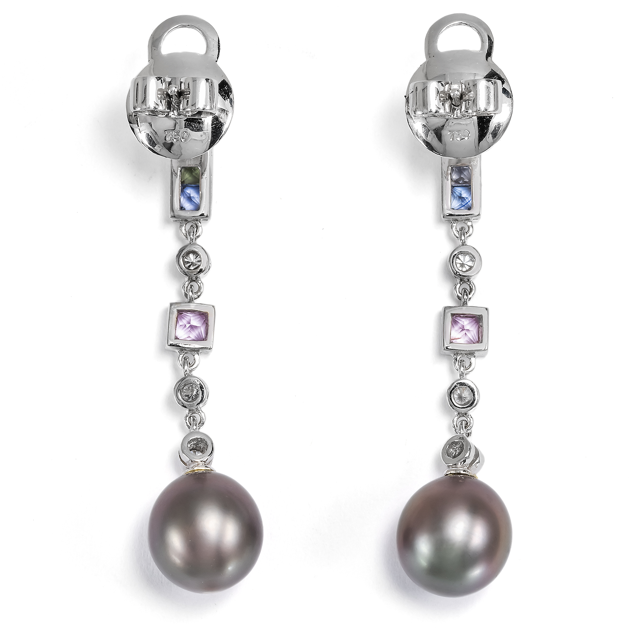 Exquisite Ohrhänger mit Saphiren, Brillanten & Tahitiperlen von Schoeffel, Stuttgart um 2000 Exquisite Ohrhänger mit Saphiren, Brillanten & Tahitiperlen von Schoeffel, Stuttgart um 2000