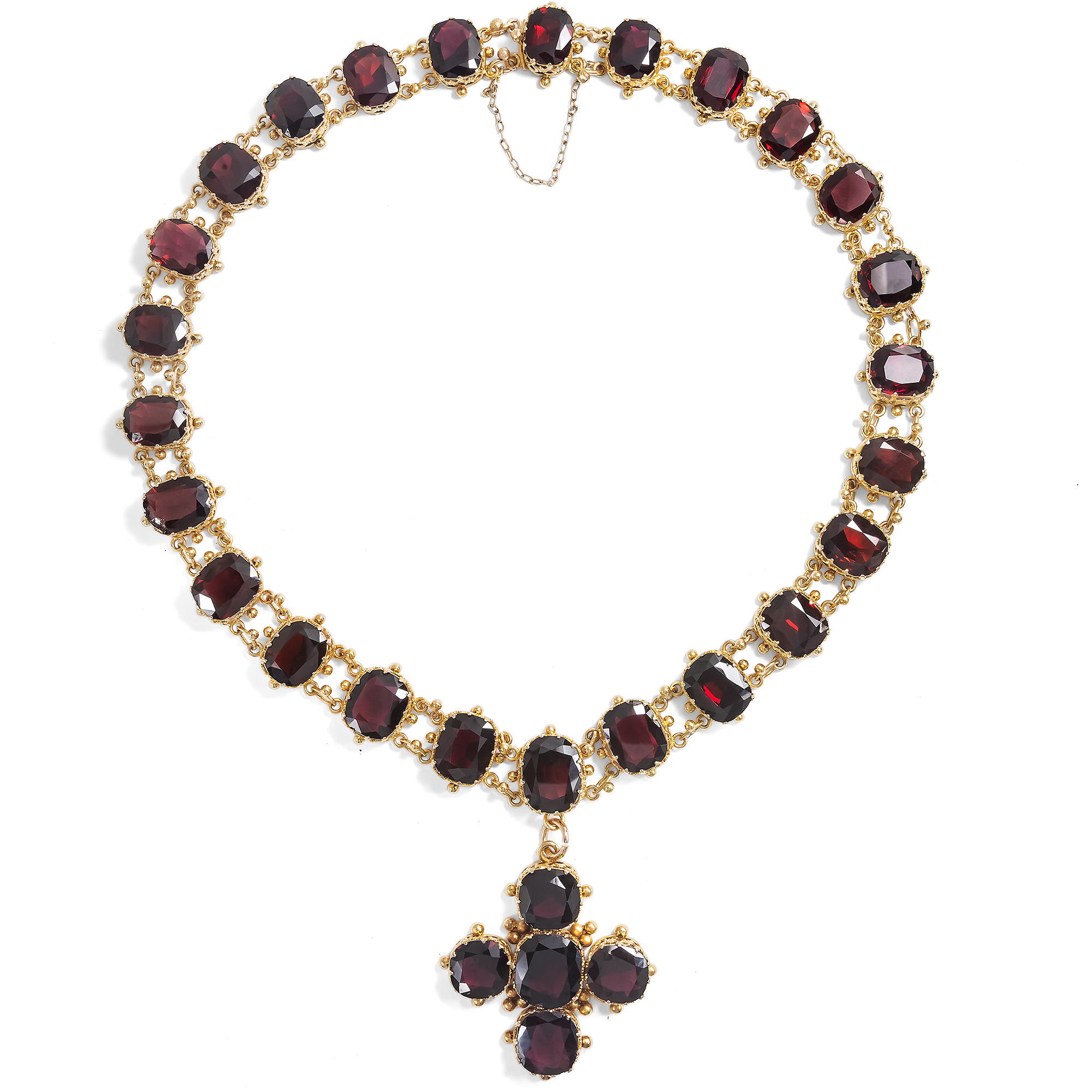 Prachtvolles viktorianisches Collier mit Granaten in Gold, um 1880 Prachtvolles viktorianisches Collier mit Granaten in Gold, um 1880