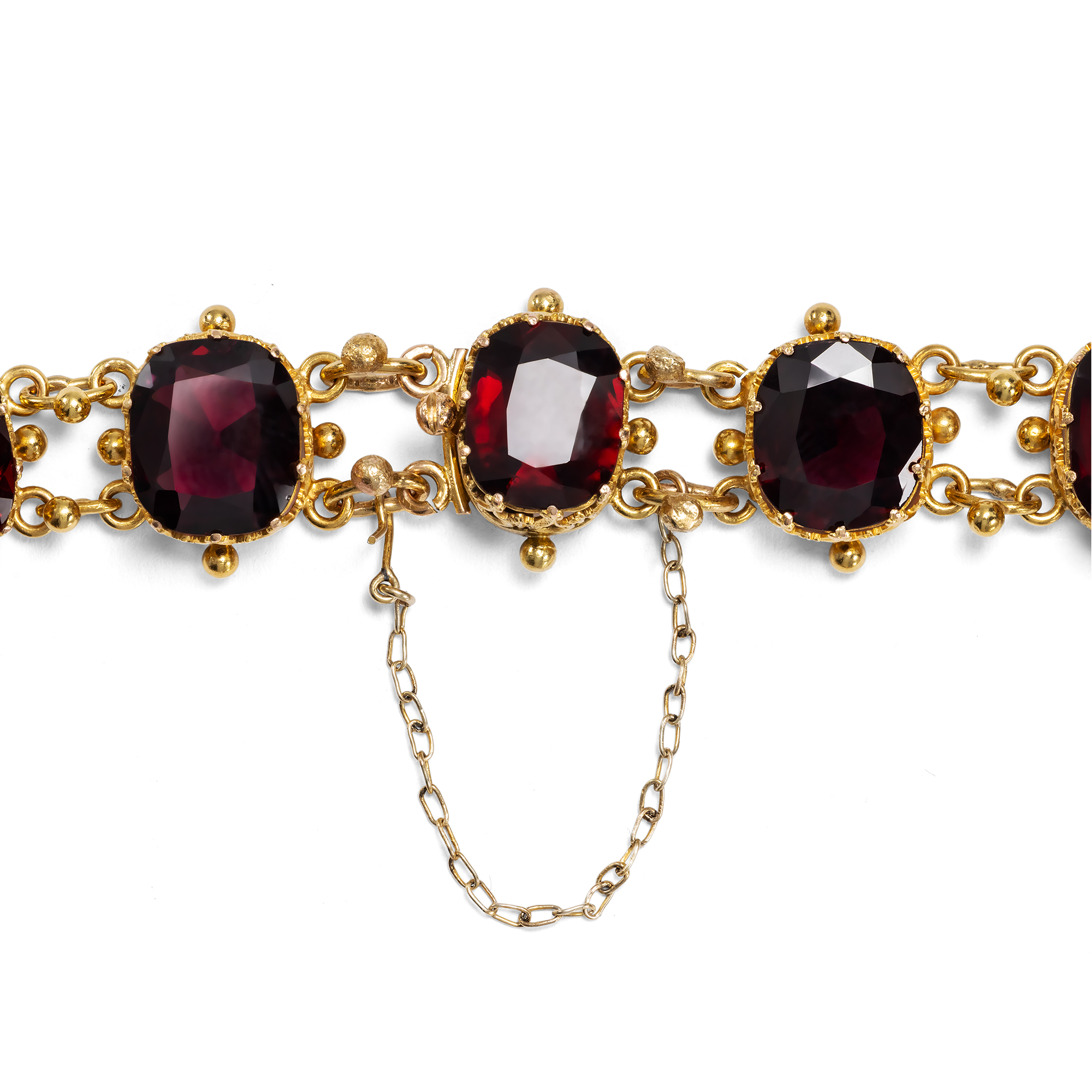 Prachtvolles viktorianisches Collier mit Granaten in Gold, um 1880 Prachtvolles viktorianisches Collier mit Granaten in Gold, um 1880