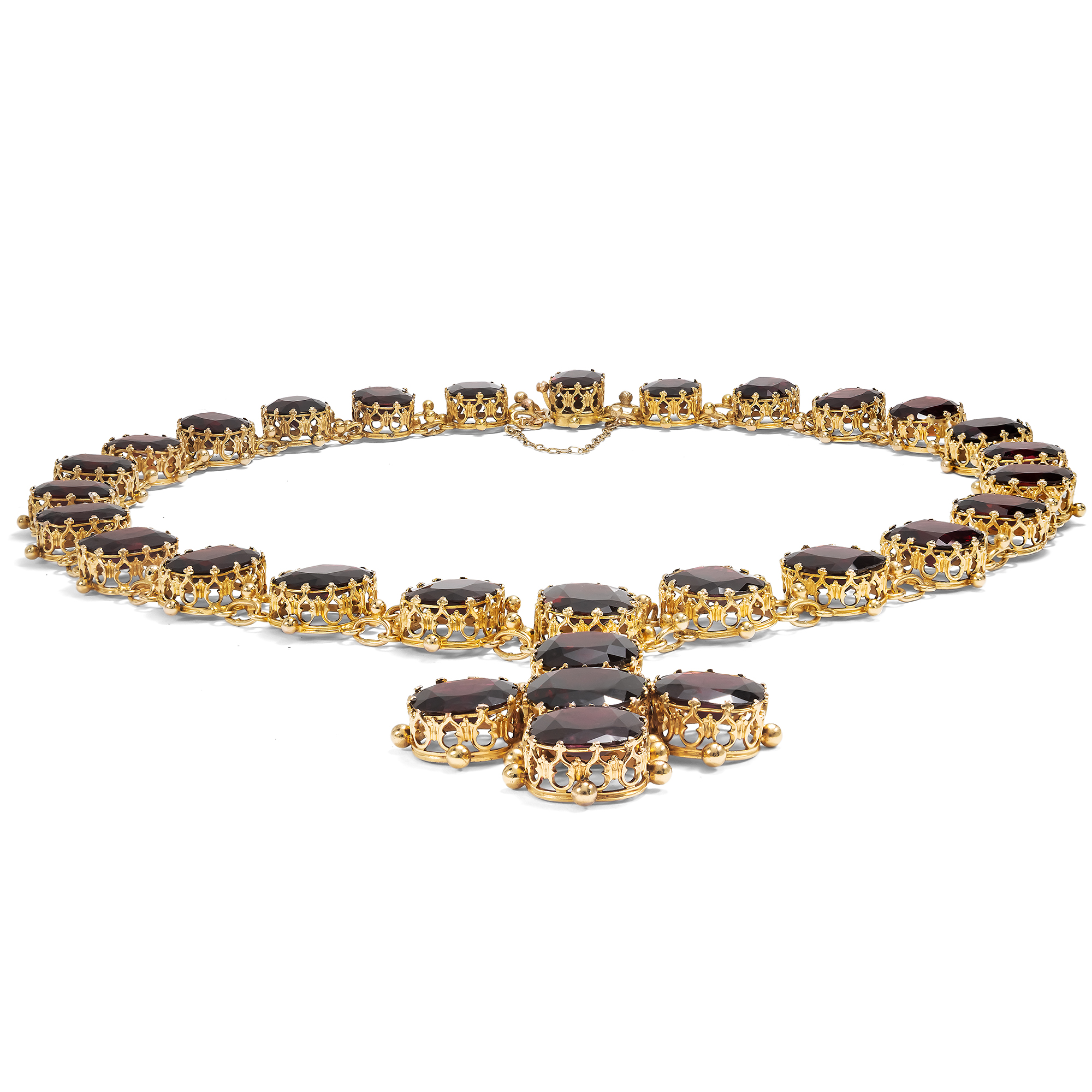Prachtvolles viktorianisches Collier mit Granaten in Gold, um 1880 Prachtvolles viktorianisches Collier mit Granaten in Gold, um 1880