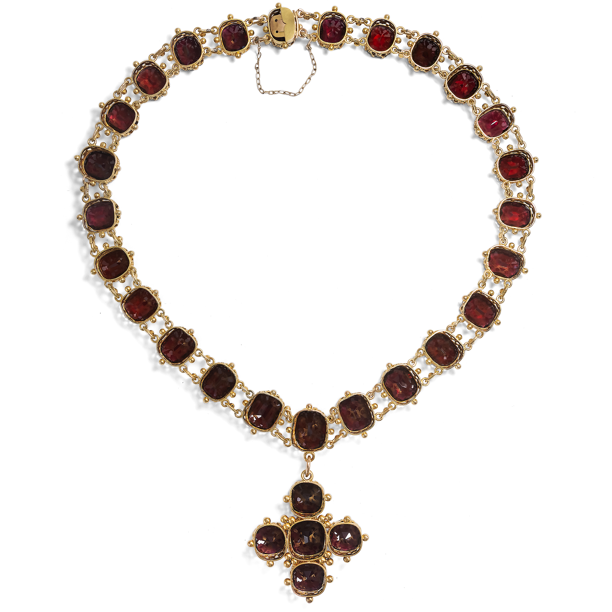Prachtvolles viktorianisches Collier mit Granaten in Gold, um 1880 Prachtvolles viktorianisches Collier mit Granaten in Gold, um 1880