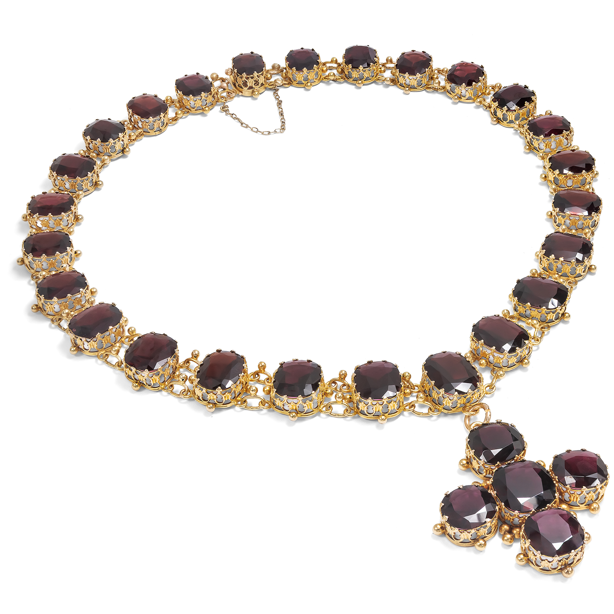 Prachtvolles viktorianisches Collier mit Granaten in Gold, um 1880 Prachtvolles viktorianisches Collier mit Granaten in Gold, um 1880