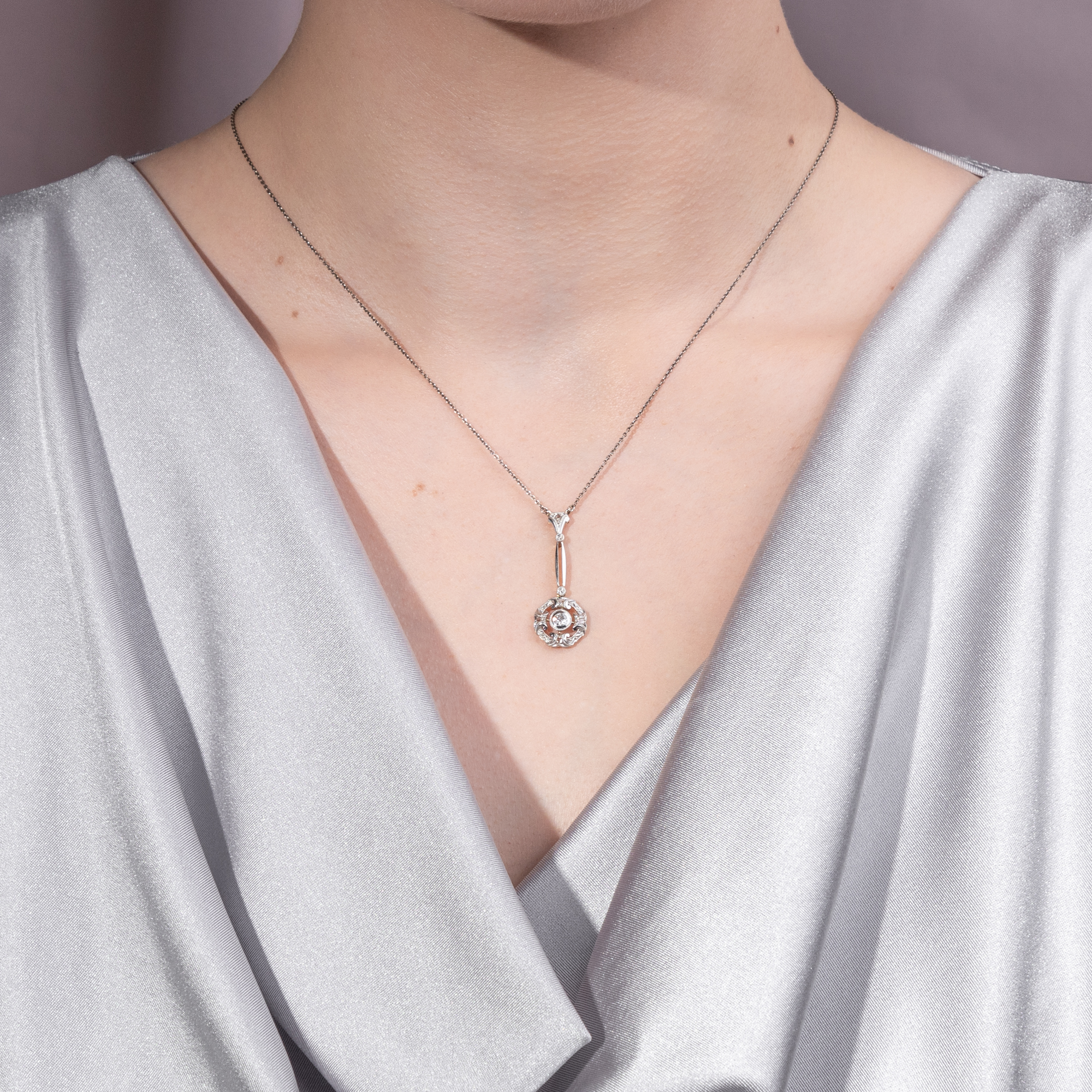 Elegantes Collier der Belle Époque aus Gold, Platin & Diamanten, um 1910 Elegantes Collier der Belle Époque aus Gold, Platin & Diamanten, um 1910