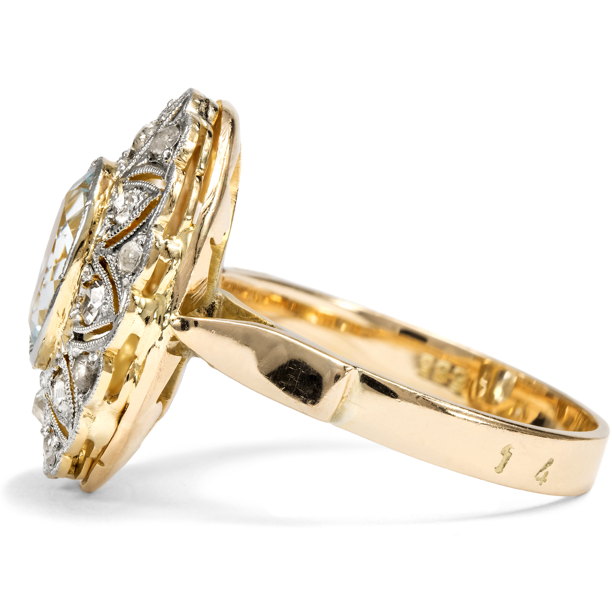 Eleganter Art Déco-Ring mit Aquamarin & Diamanten in Platin, um 1935 Eleganter Art Déco-Ring mit Aquamarin & Diamanten in Platin, um 1935