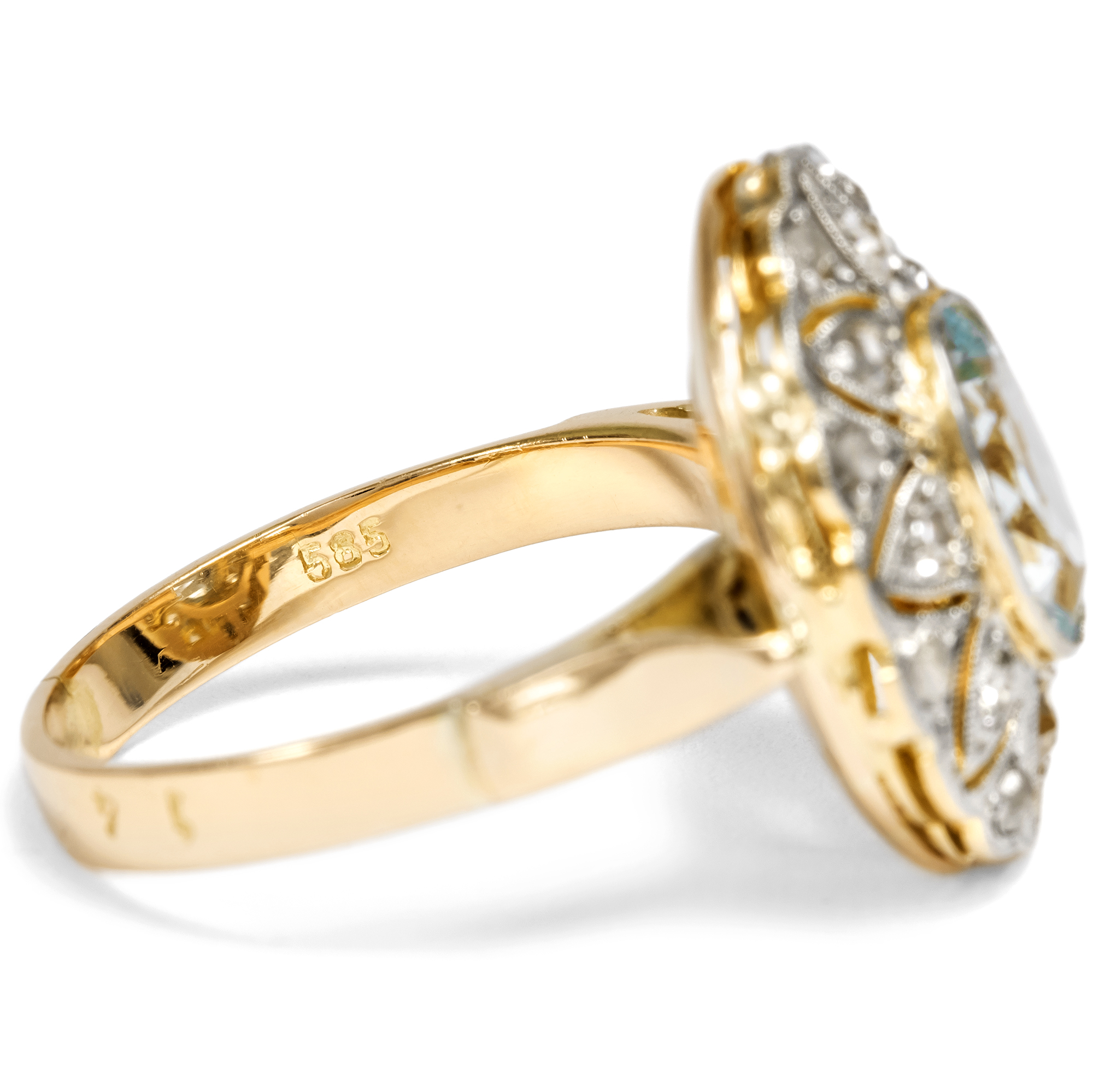 Eleganter Art Déco-Ring mit Aquamarin & Diamanten in Platin, um 1935 Eleganter Art Déco-Ring mit Aquamarin & Diamanten in Platin, um 1935