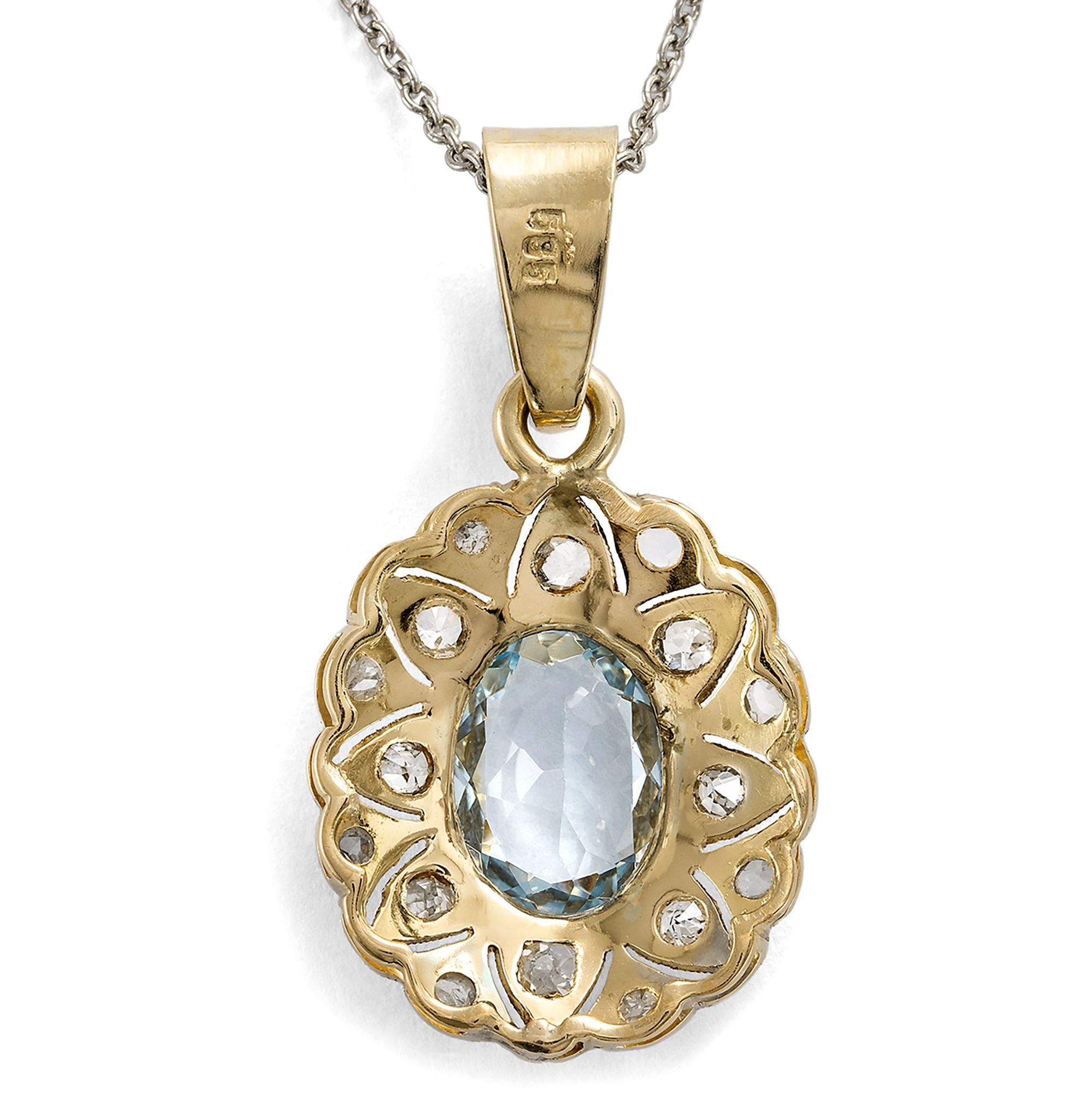 Leuchtender Anhänger mit Aquamarin & Diamanten in Platin, um 1930 & später Leuchtender Anhänger mit Aquamarin & Diamanten in Platin, um 1930 & später