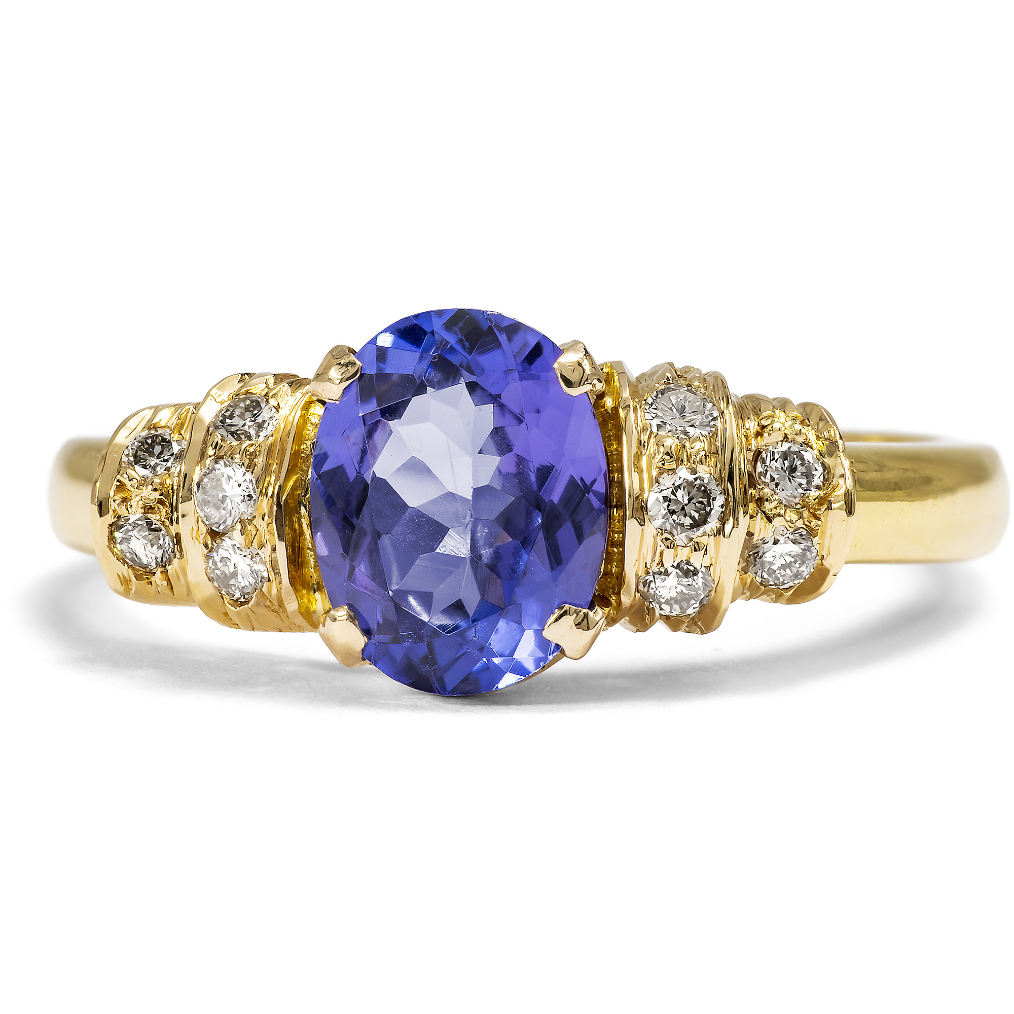 Schöner vintage Ring mit Tansanit & Brillanten in Gold, um 2000 Schöner vintage Ring mit Tansanit & Brillanten in Gold, um 2000