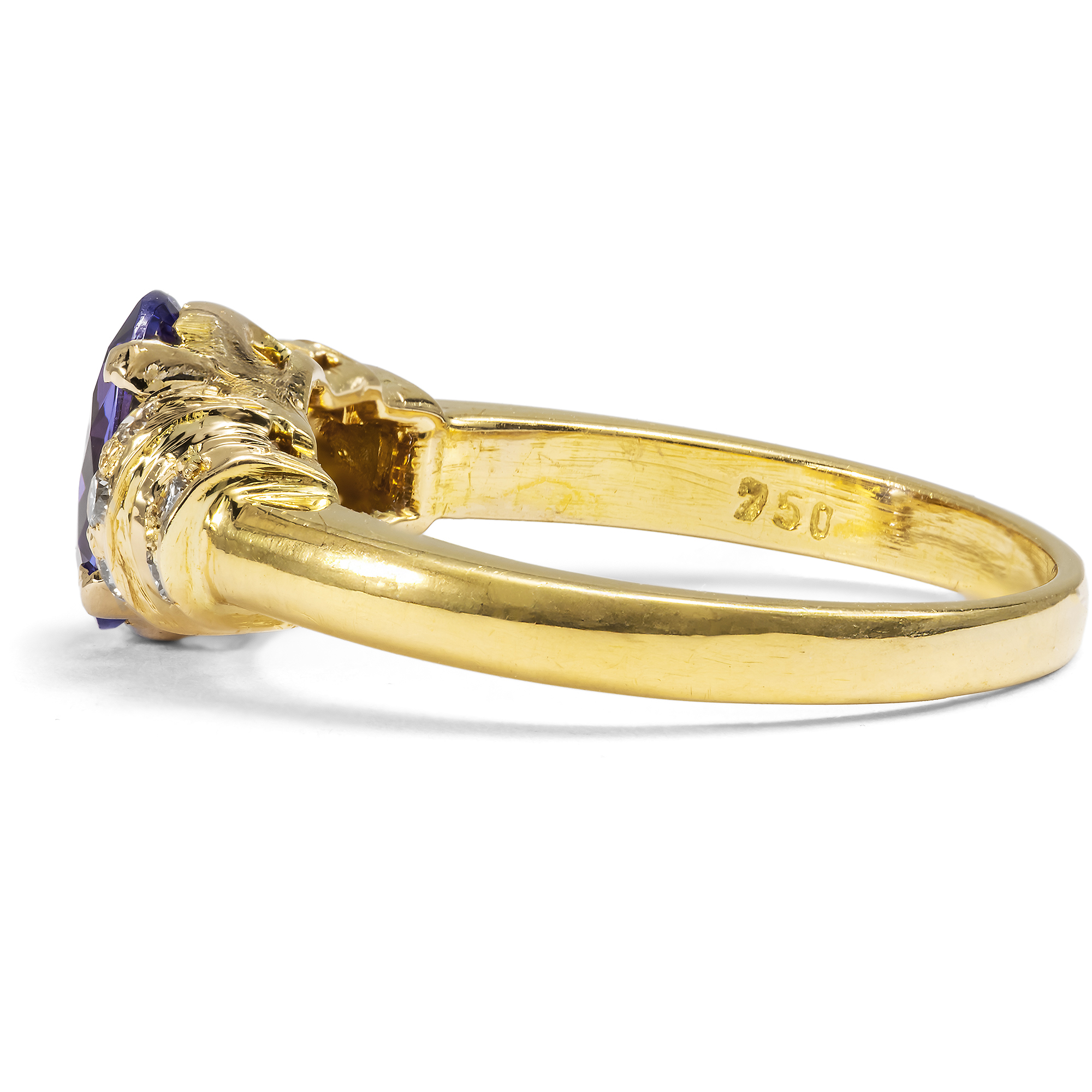 Schöner vintage Ring mit Tansanit & Brillanten in Gold, um 2000 Schöner vintage Ring mit Tansanit & Brillanten in Gold, um 2000