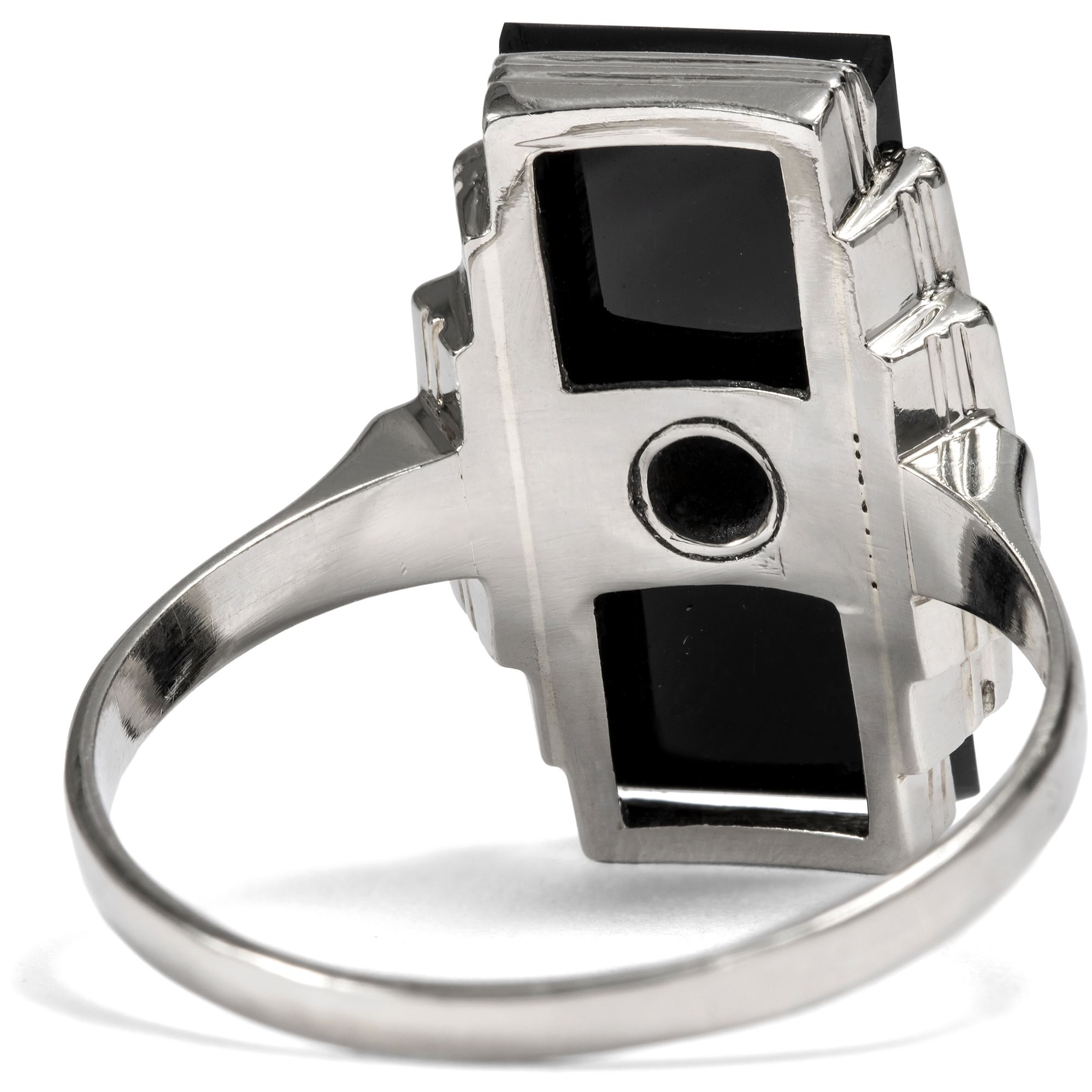 Eleganter Art Déco-Ring mit Onyx & Diamant in Weißgold, Deutschland um 1930 Eleganter Art Déco-Ring mit Onyx & Diamant in Weißgold, Deutschland um 1930