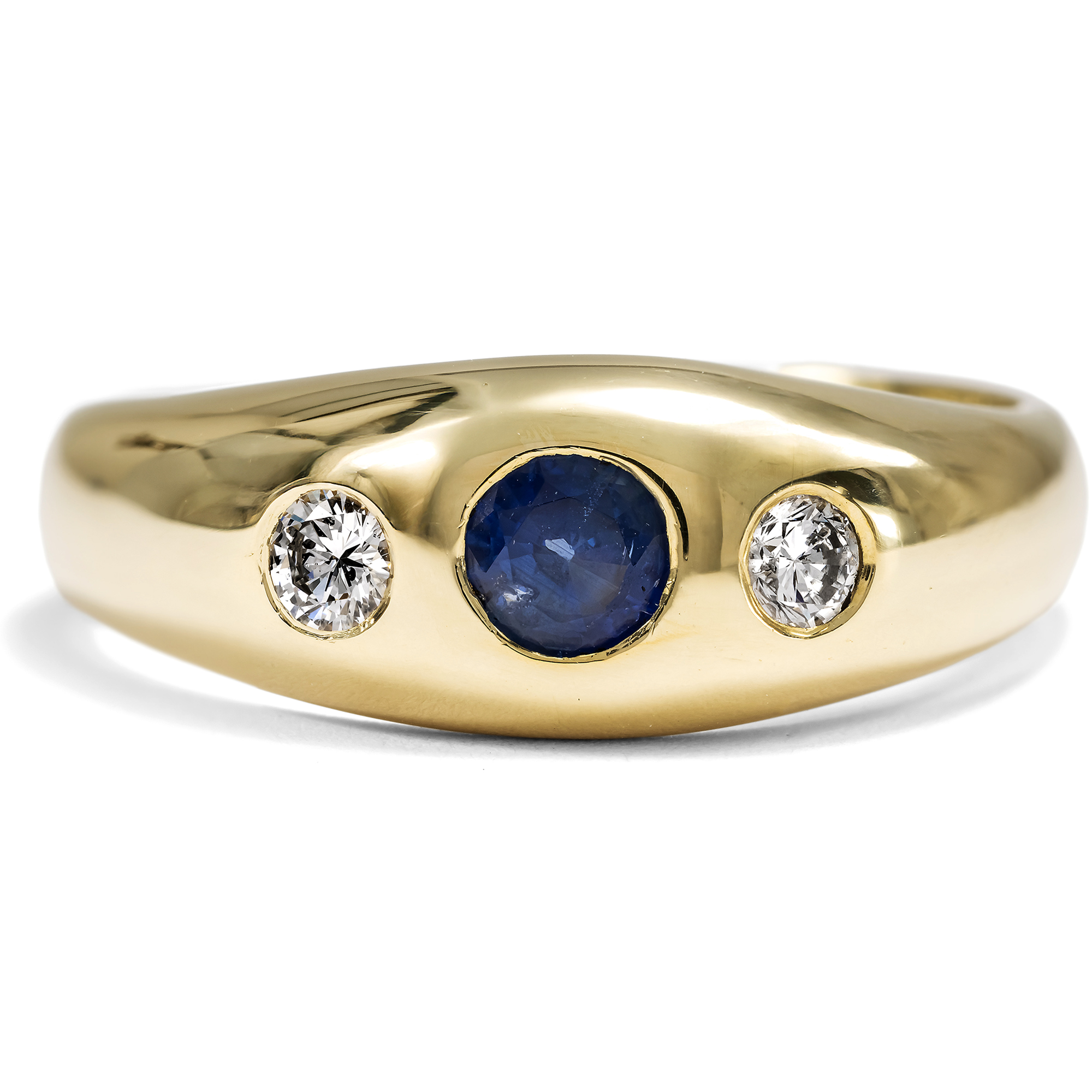 Zeitloser Bandring mit Saphir & Diamanten in Gold, Deutschland, 2. Hälfte des 20. Jhdts. Zeitloser Bandring mit Saphir & Diamanten in Gold, Deutschland, 2. Hälfte des 20. Jhdts.