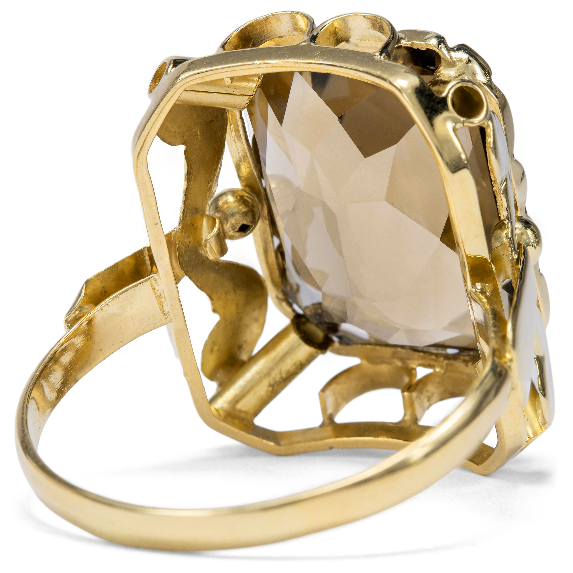 Cocktail Hour • Large Vintage Gold Ring with Smoky Quartz