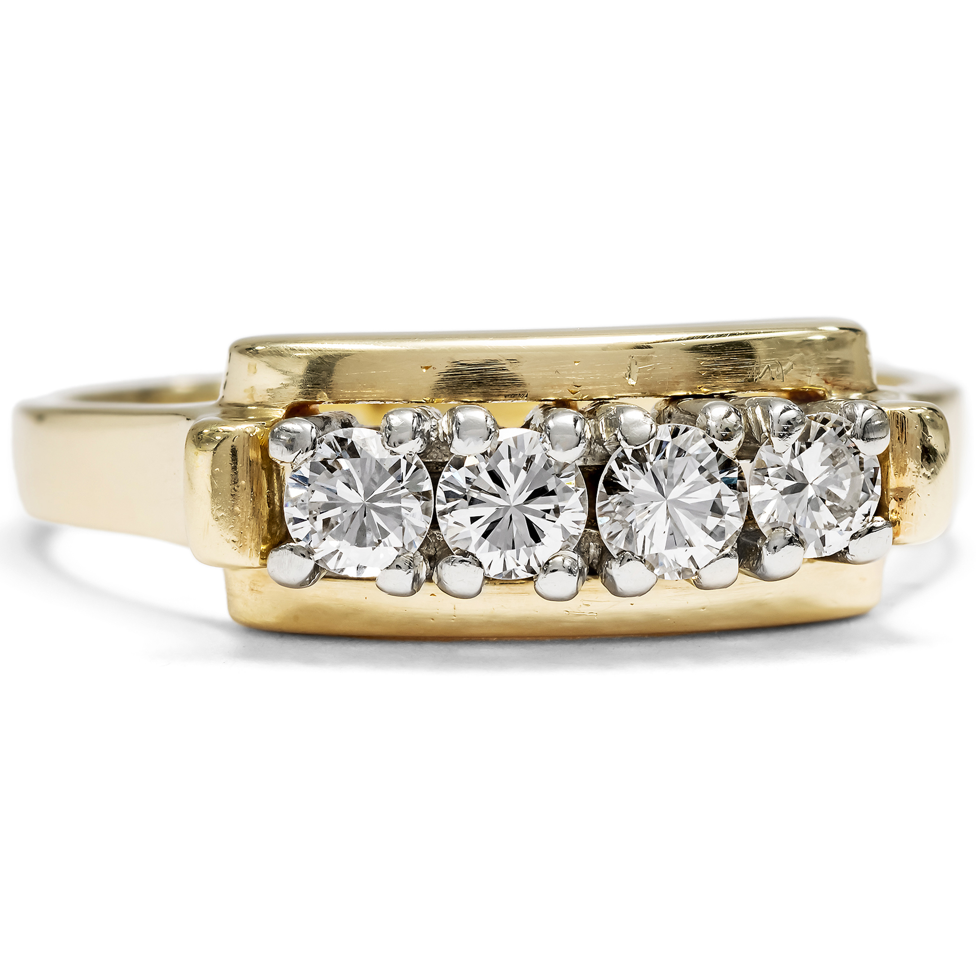 Feiner vintage Ring mit vier Brillanten in Gold, Deutschland um 1980 Feiner vintage Ring mit vier Brillanten in Gold, Deutschland um 1980