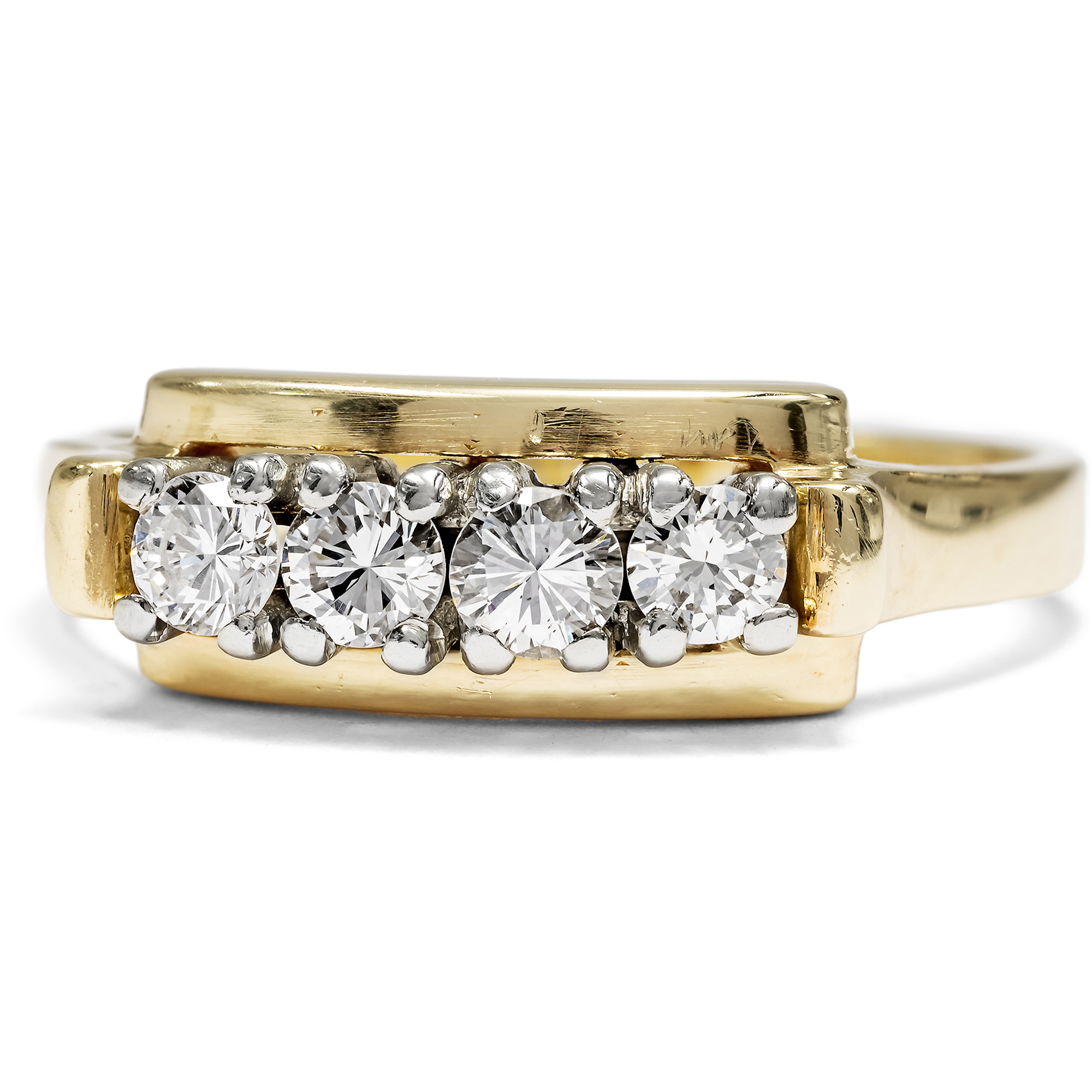 Feiner vintage Ring mit vier Brillanten in Gold, Deutschland um 1980 Feiner vintage Ring mit vier Brillanten in Gold, Deutschland um 1980