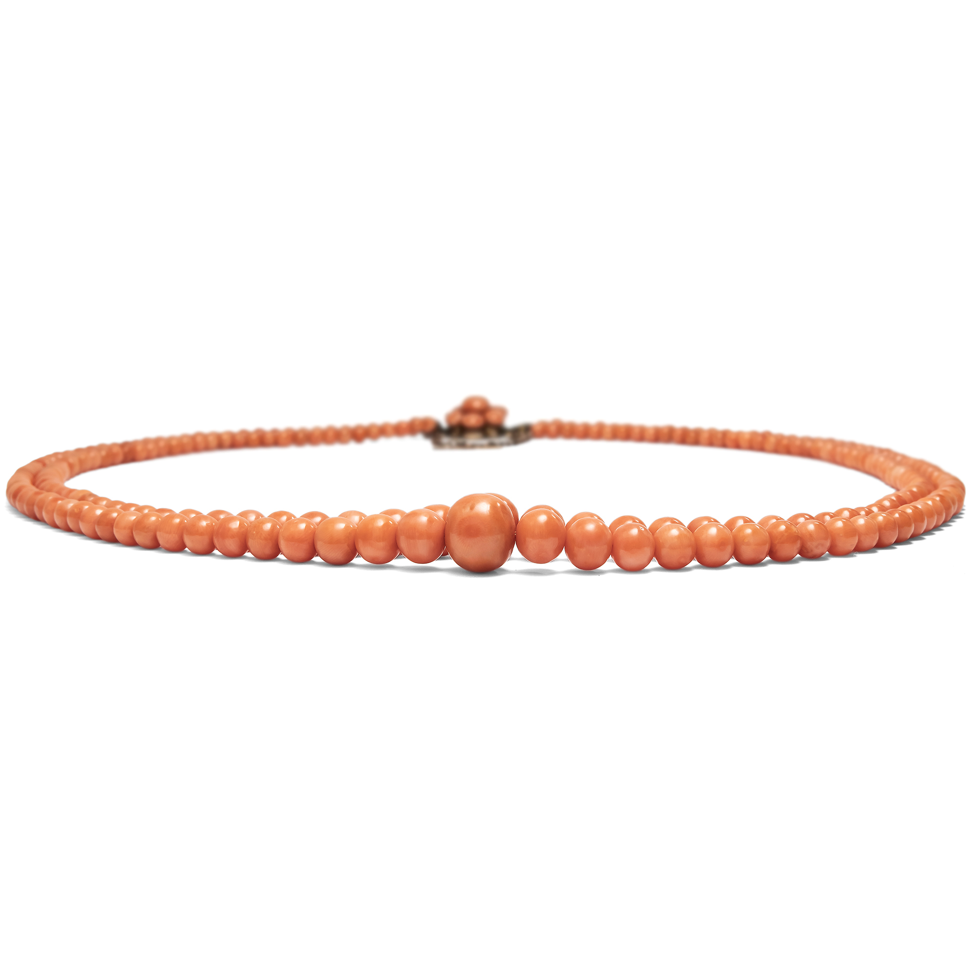 Langes Collier aus „Corallo Sciacca“ in zwei Reihen, Italien um 1900 Langes Collier aus „Corallo Sciacca“ in zwei Reihen, Italien um 1900