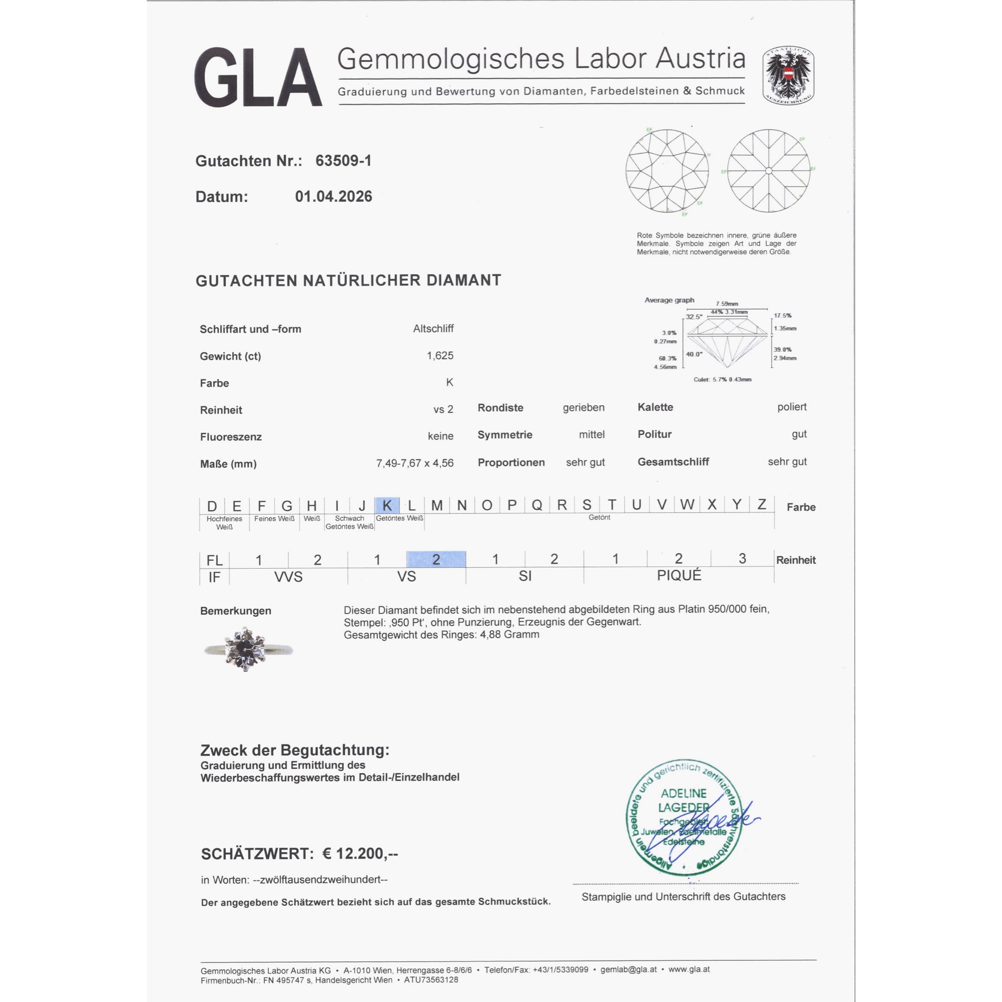 Kostbarer Solitärring mit antikem 1,62 ct Diamant in Platin, aus unserer Werkstatt Kostbarer Solitärring mit antikem 1,62 ct Diamant in Platin, aus unserer Werkstatt