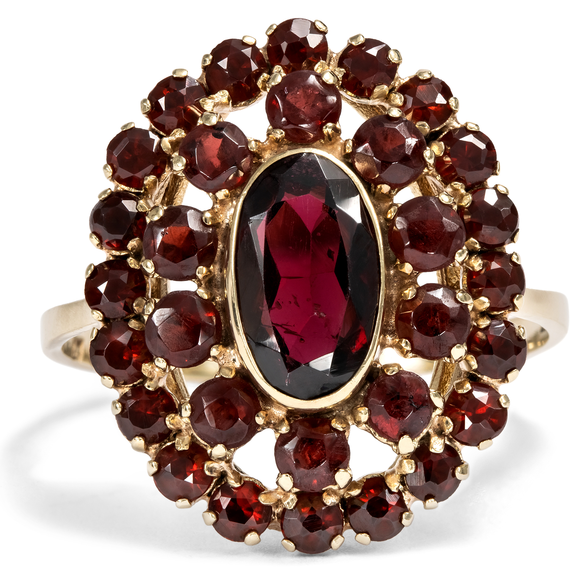 Großer vintage Ring mit Granaten in Gold, um 1970 Großer vintage Ring mit Granaten in Gold, um 1970