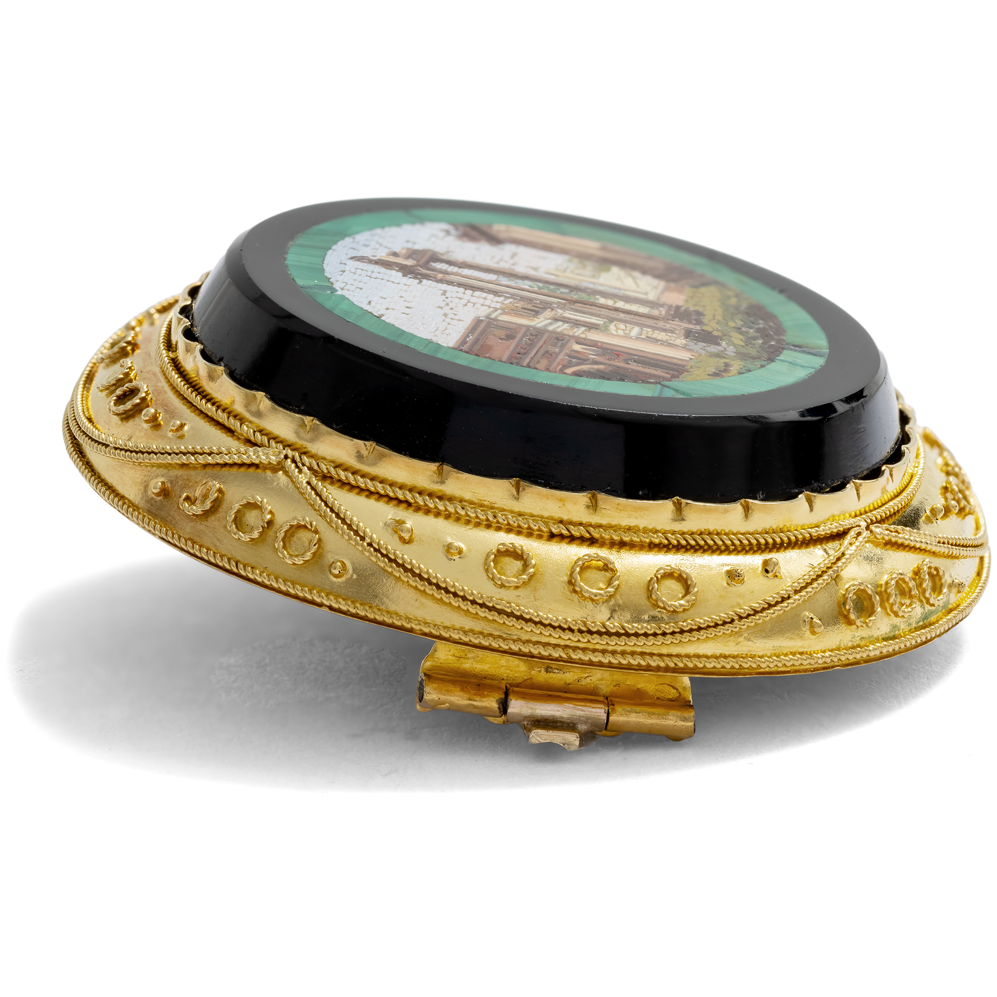 Antique Gold Brooch With Micromosaic of the Roman Forum, c. 1875 Antique Gold Brooch With Micromosaic of the Roman Forum, c. 1875