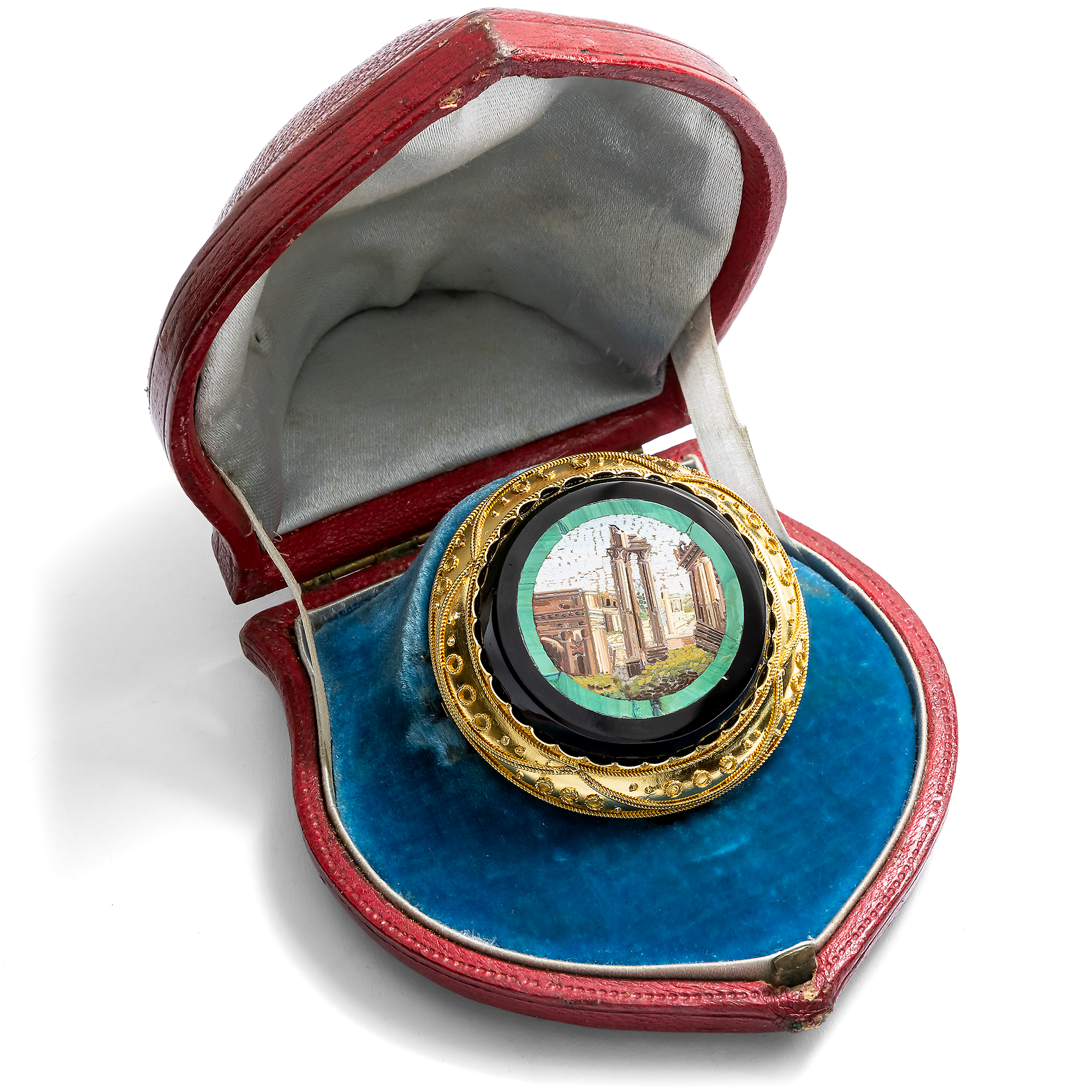 Antique Gold Brooch With Micromosaic of the Roman Forum, c. 1875 Antique Gold Brooch With Micromosaic of the Roman Forum, c. 1875