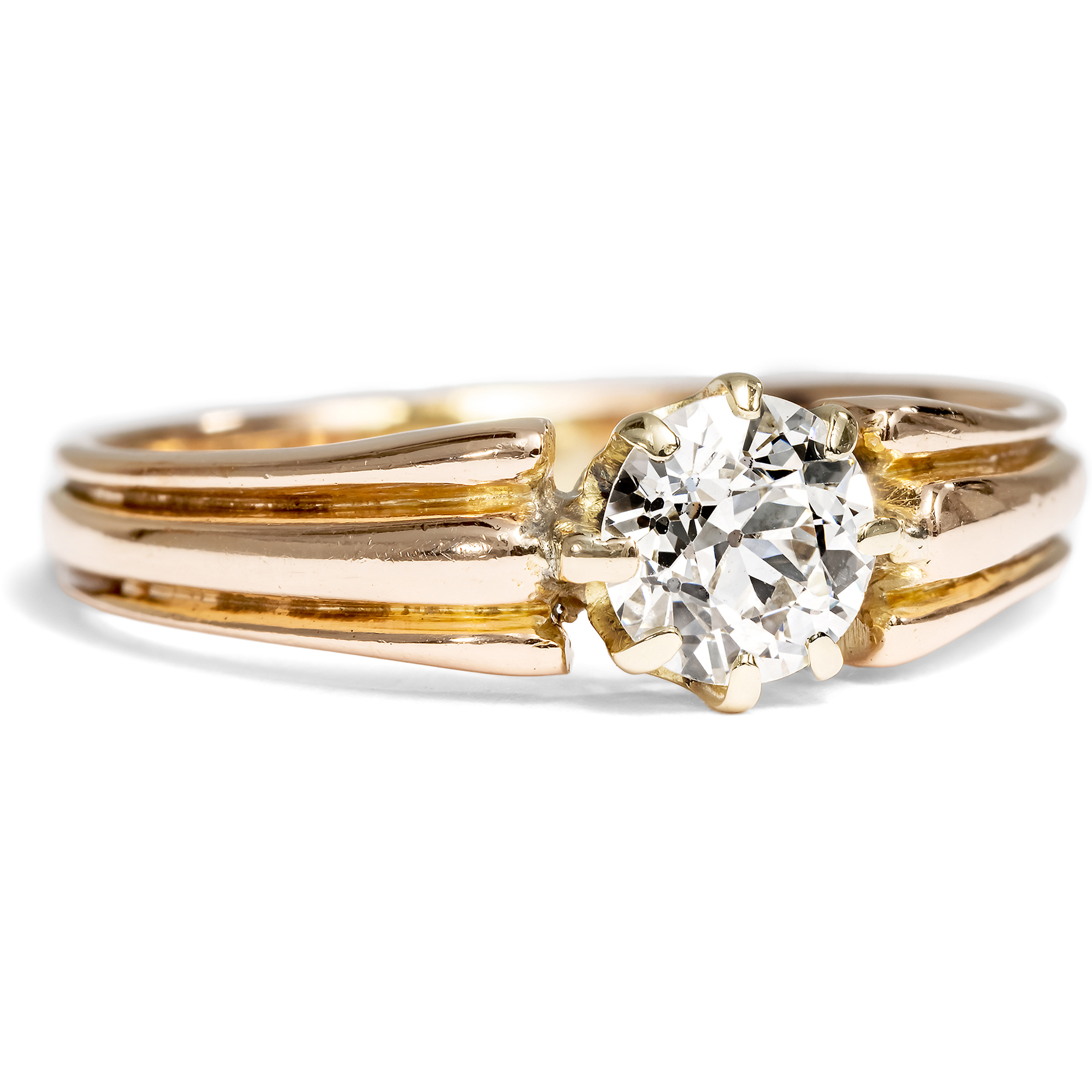 Antiker Ring mit 0,70 ct Diamant im Altschliff in Gold, um 1900 Antiker Ring mit 0,70 ct Diamant im Altschliff in Gold, um 1900