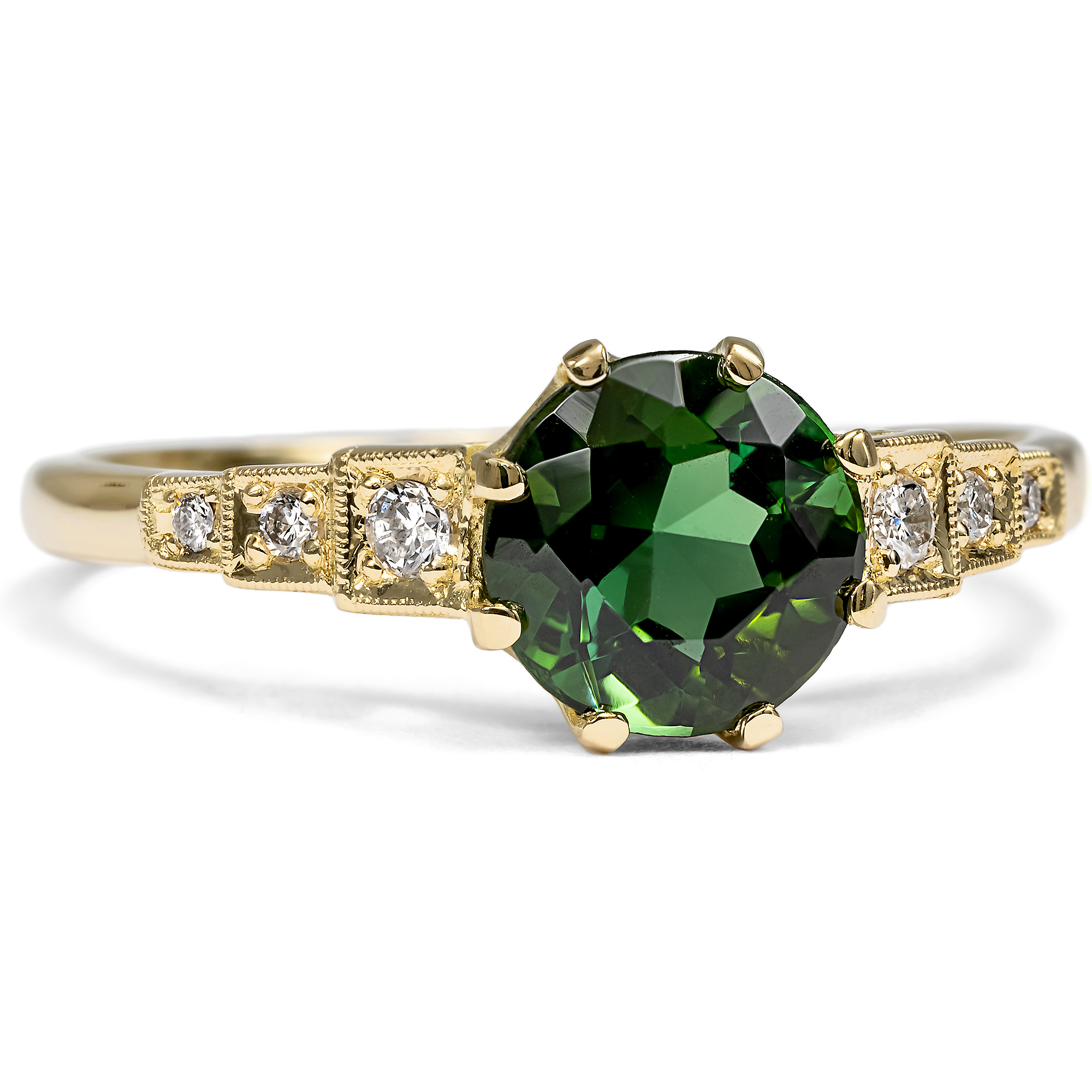 Beautiful Ring with Green Tourmaline & Diamonds From Our Workshop Beautiful Ring with Green Tourmaline & Diamonds From Our Workshop
