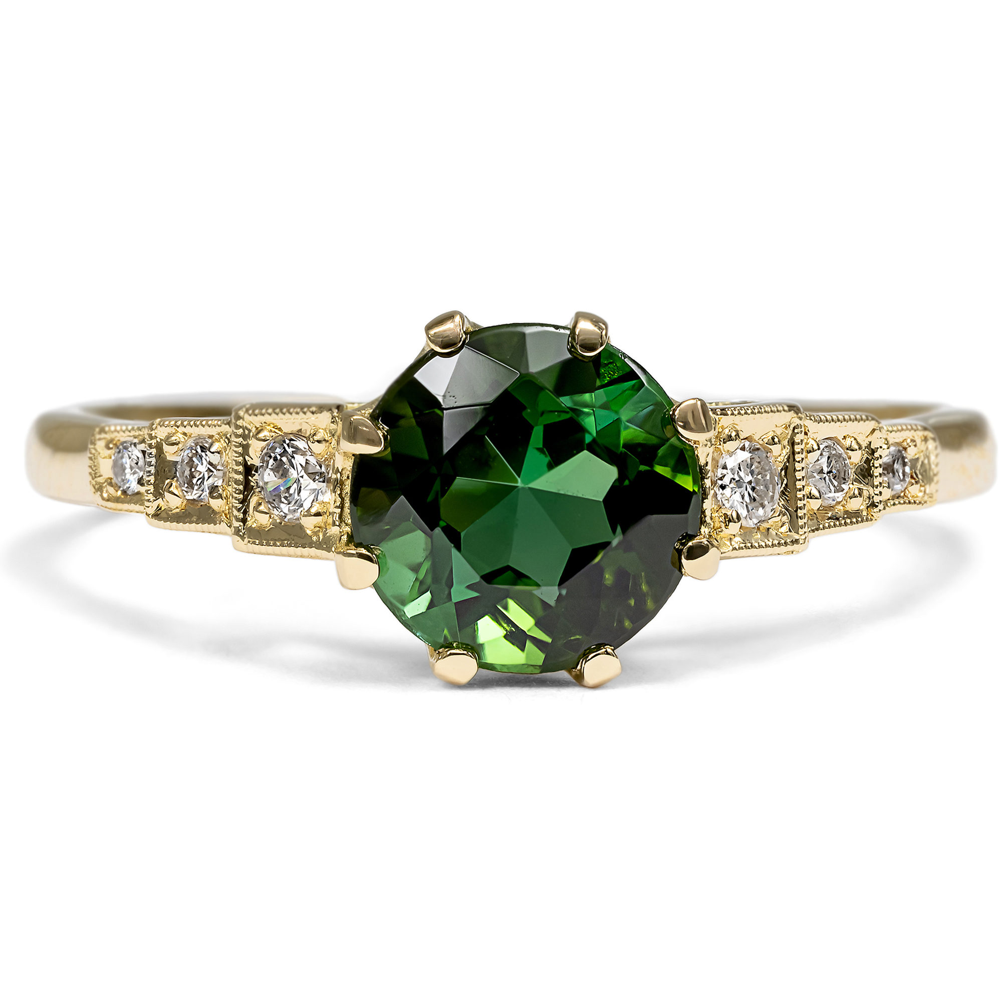 Beautiful Ring with Green Tourmaline & Diamonds From Our Workshop Beautiful Ring with Green Tourmaline & Diamonds From Our Workshop