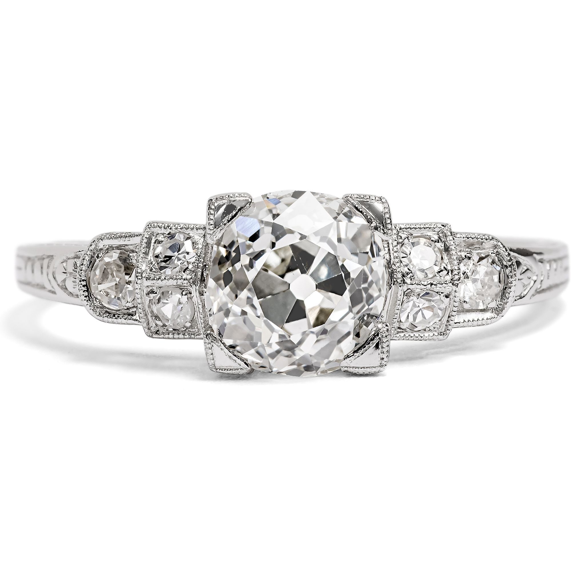 Elegant Platinum Ring with 1.31 ct Old European Cut Diamond From Our Workshop Elegant Platinum Ring with 1.31 ct Old European Cut Diamond From Our Workshop