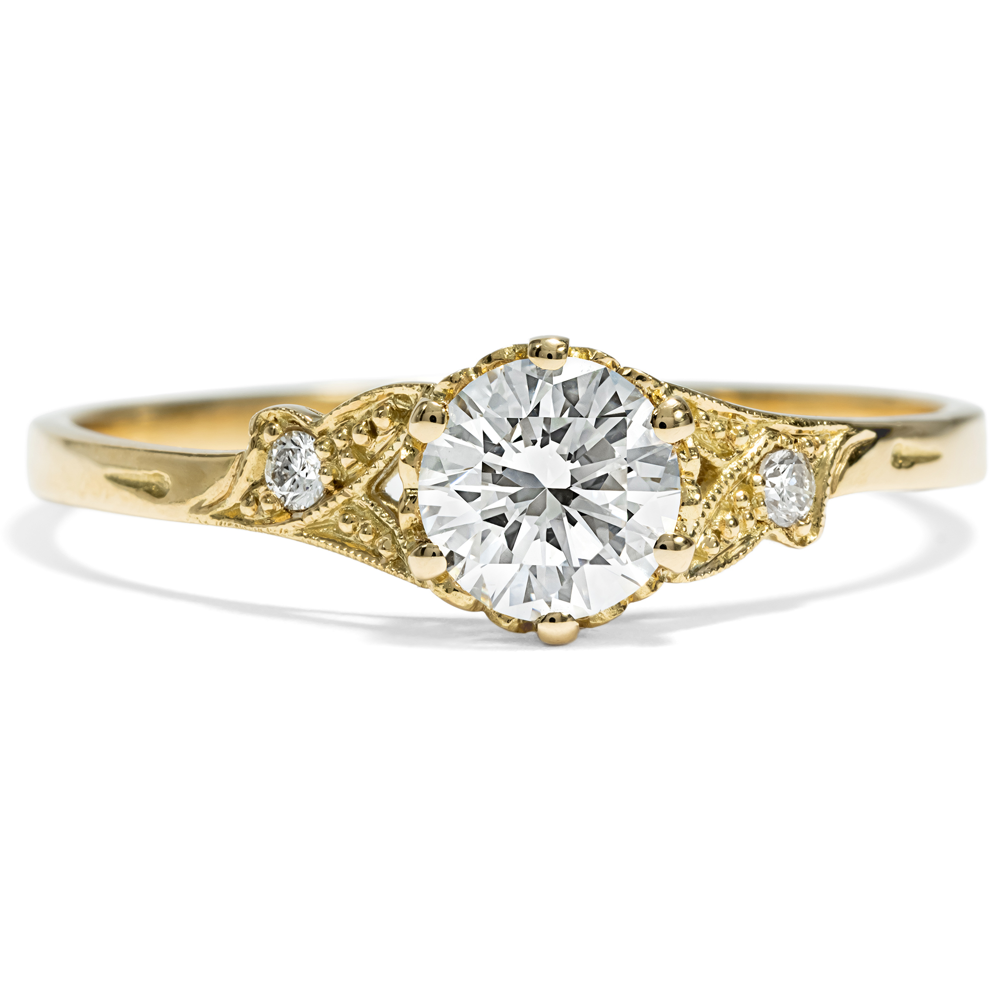 Zarter Ring mit lupenreinem 0,54 ct Brillant in Gold aus unserer Werkstatt Zarter Ring mit lupenreinem 0,54 ct Brillant in Gold aus unserer Werkstatt