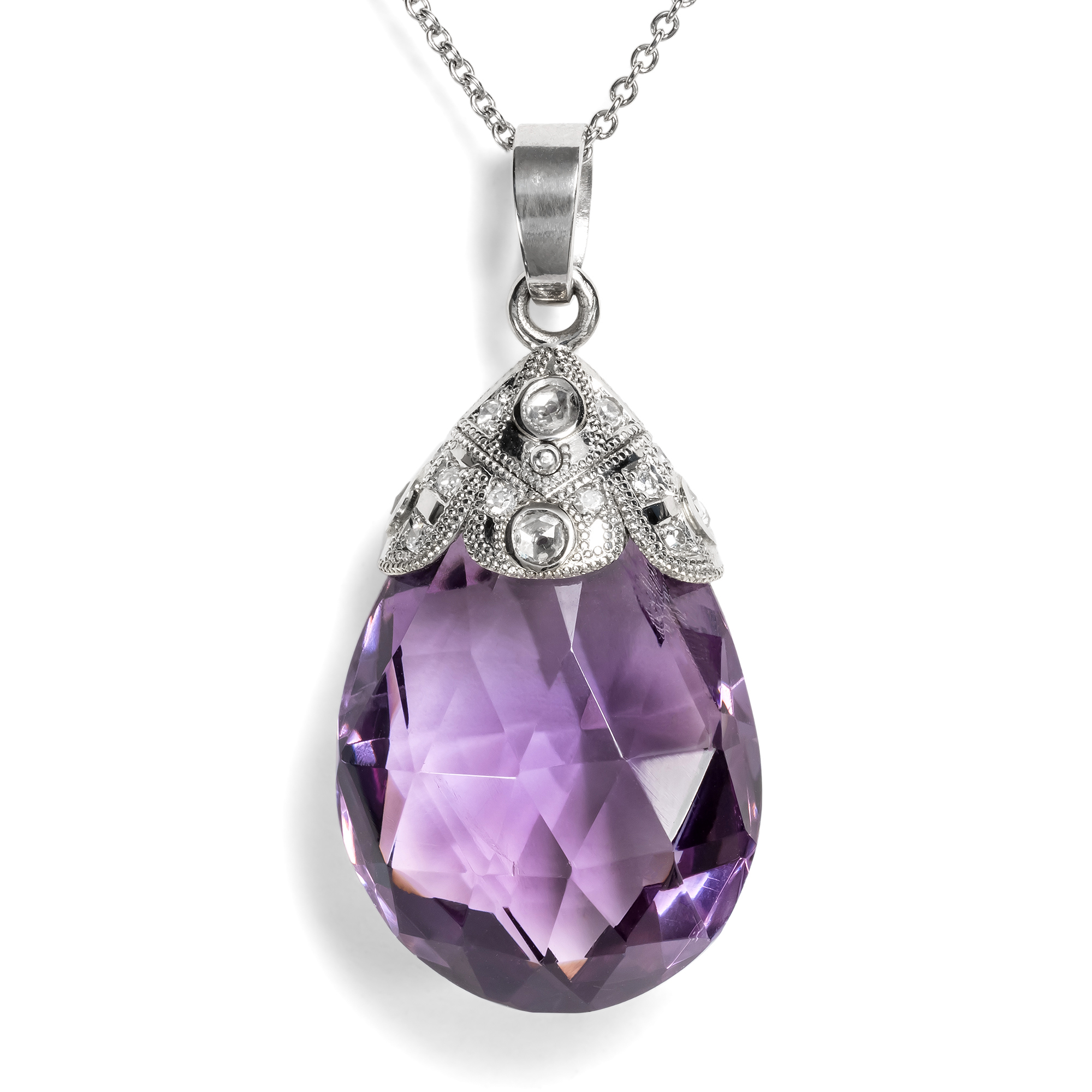 Elegant Pendant with Antique Amethyst & Diamonds From Our Workshop Elegant Pendant with Antique Amethyst & Diamonds From Our Workshop