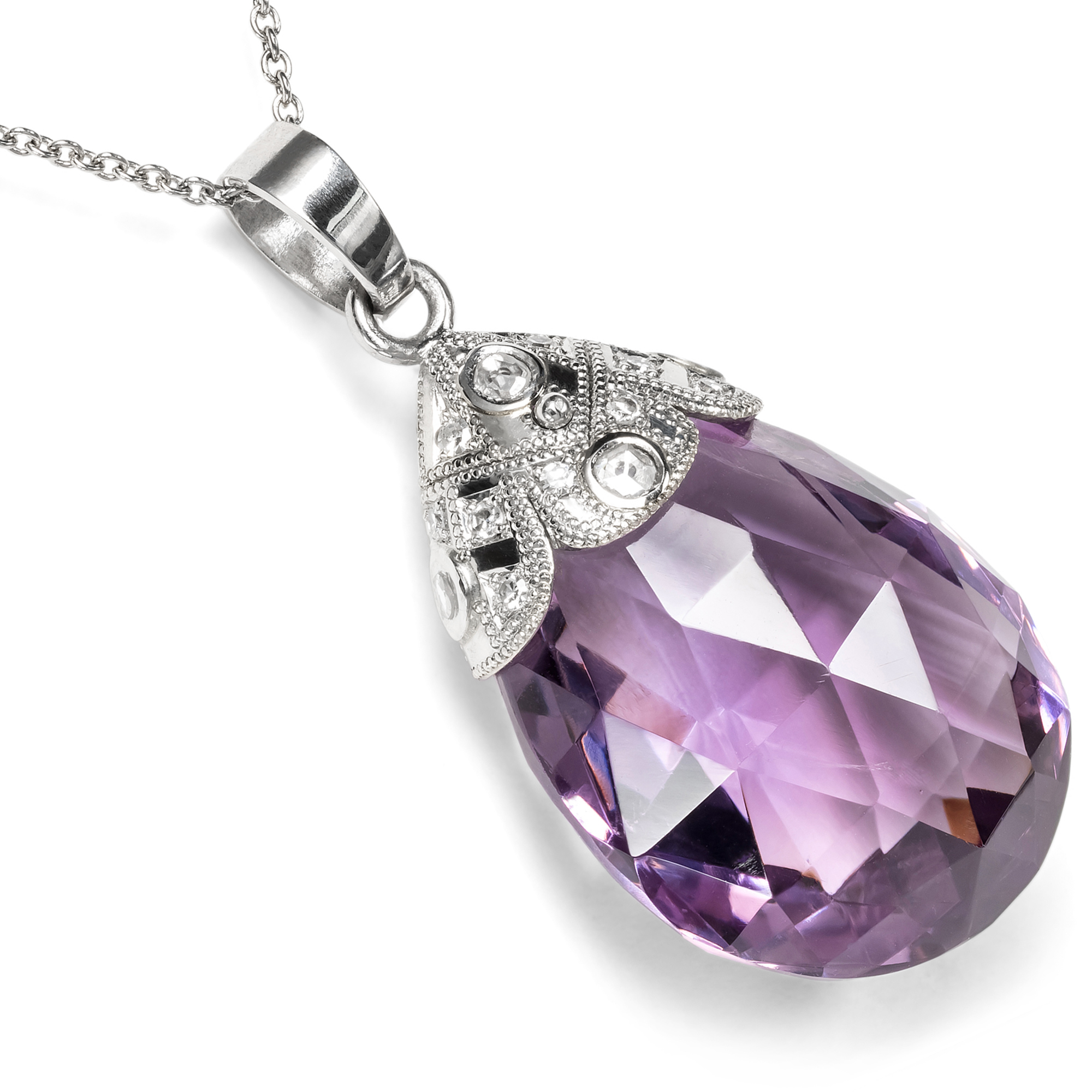 Elegant Pendant with Antique Amethyst & Diamonds From Our Workshop Elegant Pendant with Antique Amethyst & Diamonds From Our Workshop