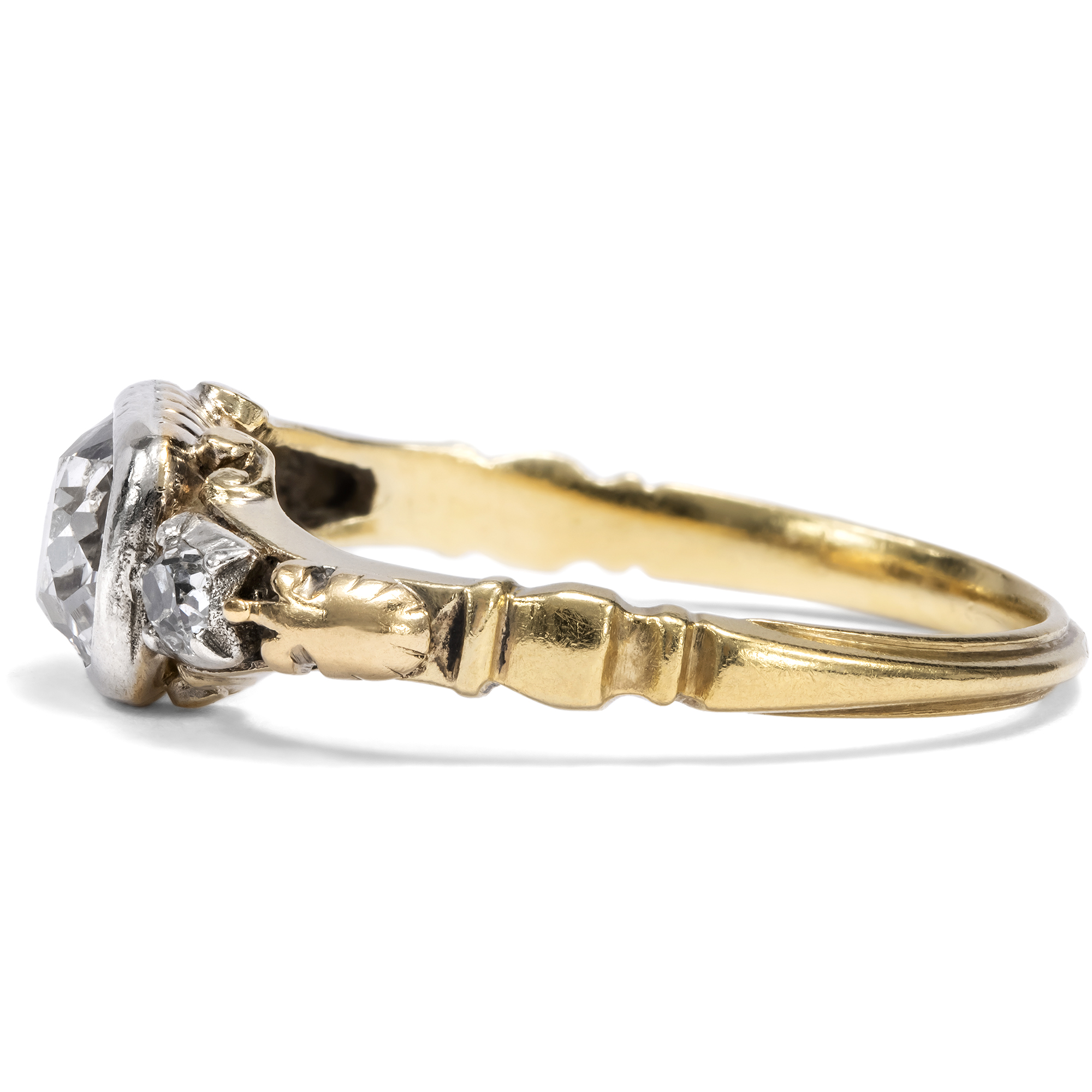 Antiker Diamantring in Formen des Rokoko aus Gold & Silber, um 1900 Antiker Diamantring in Formen des Rokoko aus Gold & Silber, um 1900